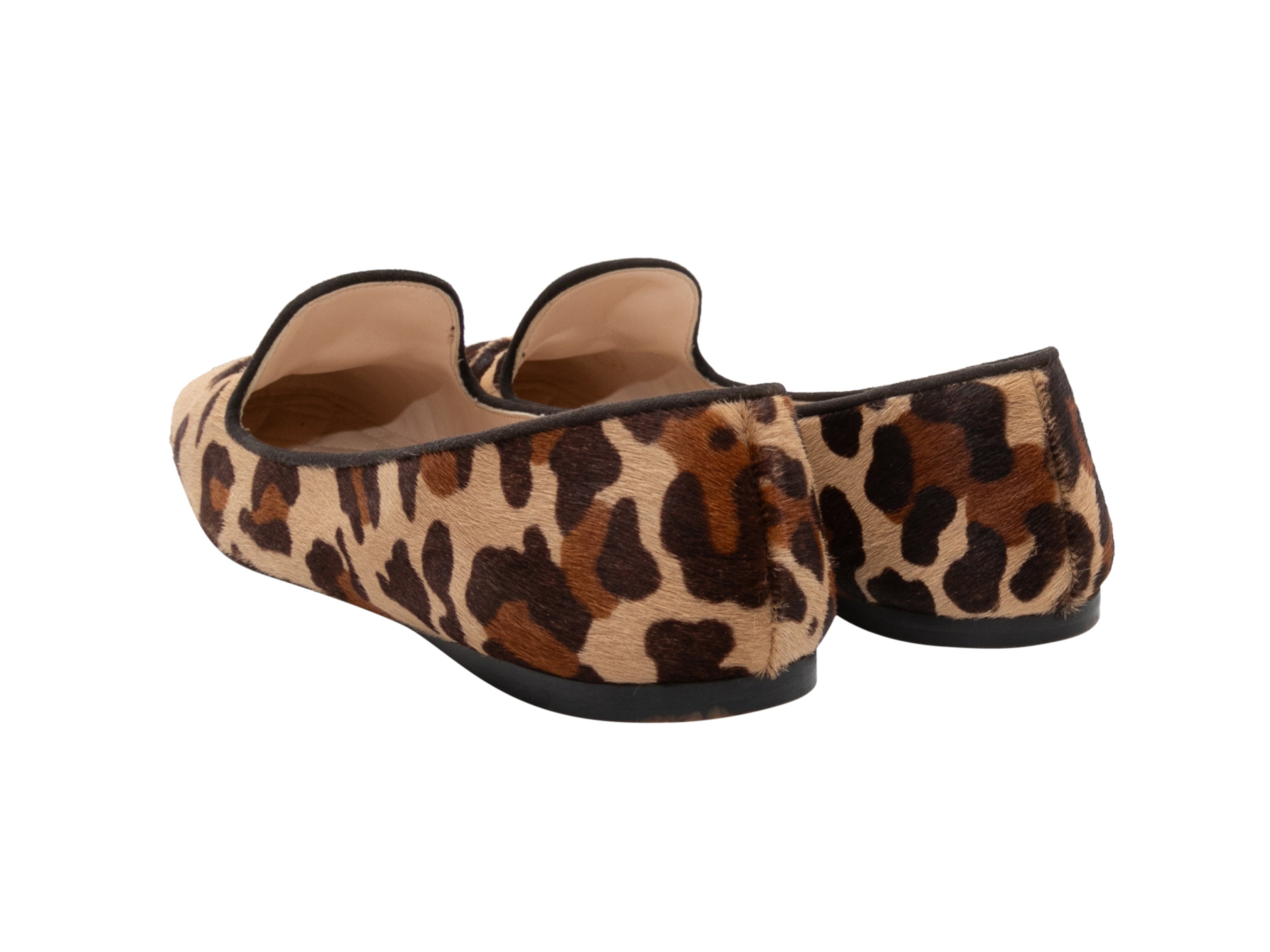 Tan & Multicolor Leopard Print Ponyhair Flats Size 39