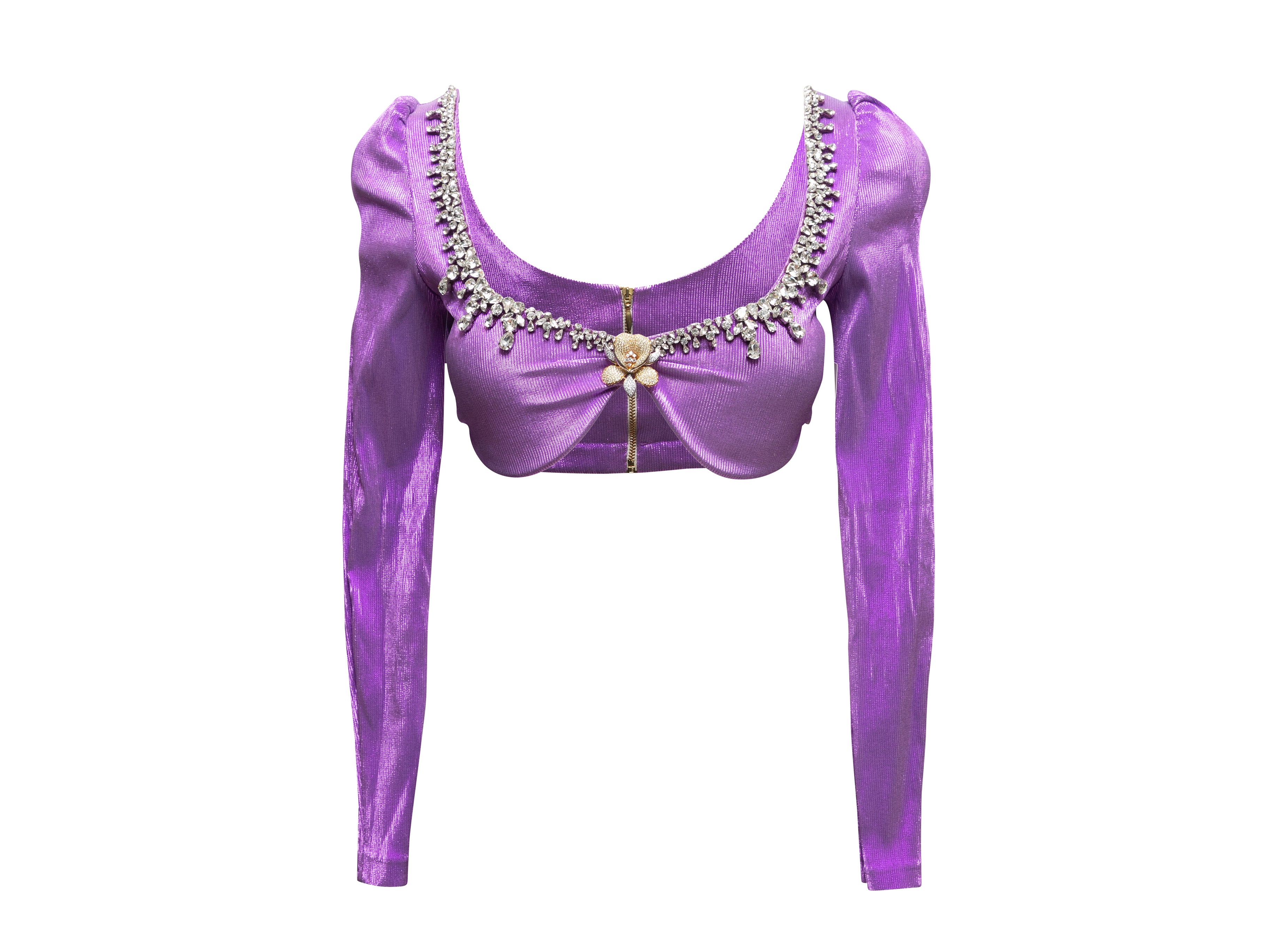 Purple Embellished Bra Top Size UK 10