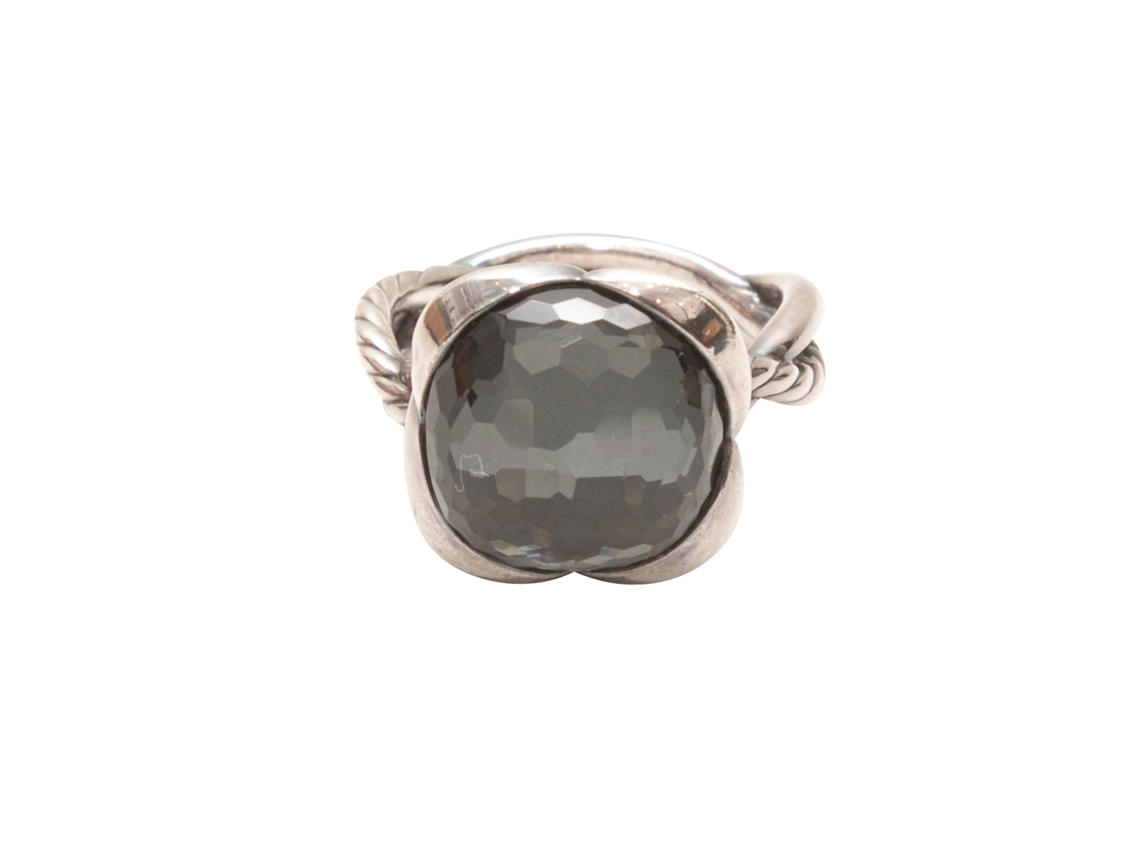 image of Sterling Silver David Yurman Black Onyx Cocktail Ring Size 7