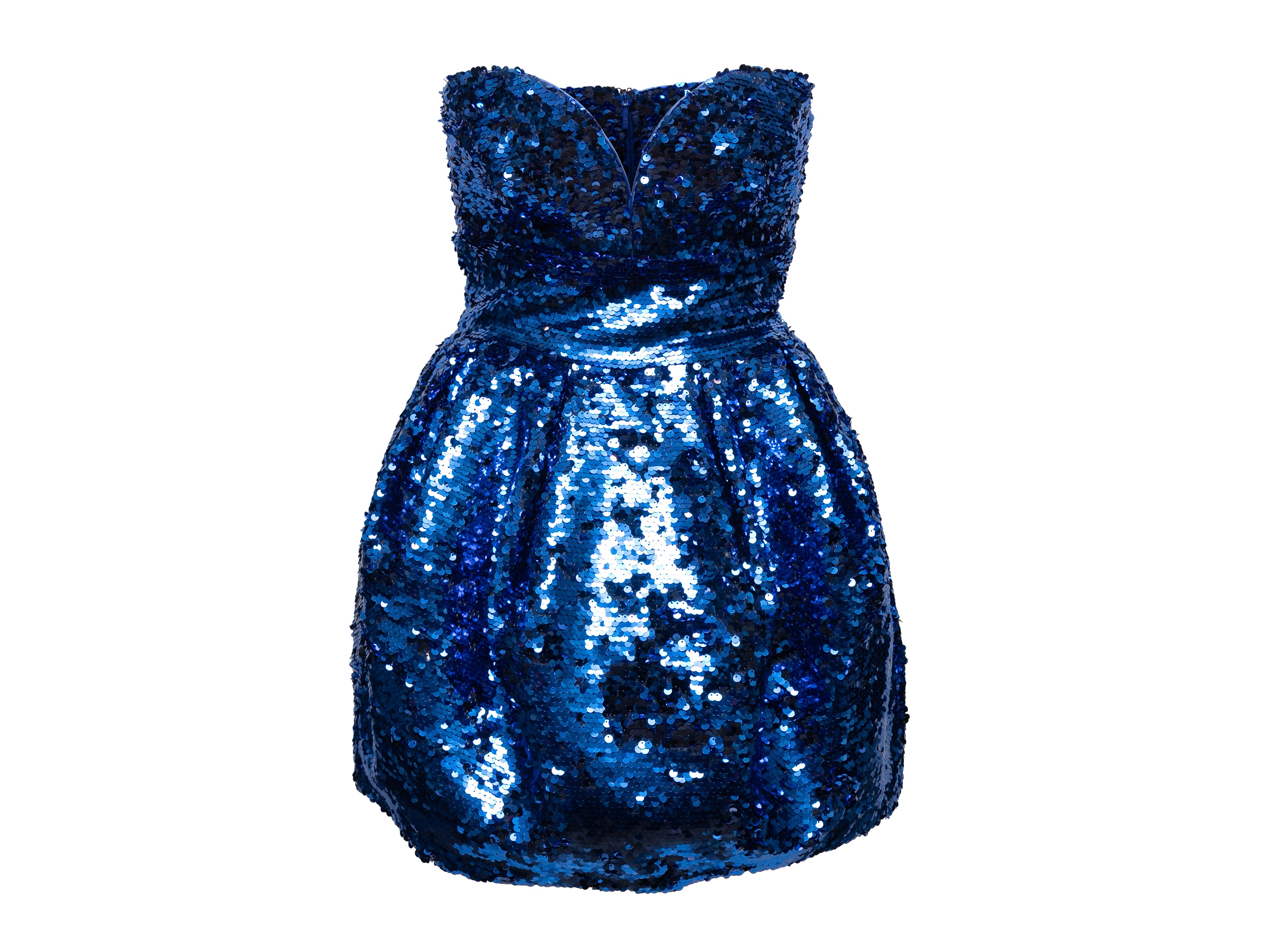 Blue Strapless Sequined Mini Dress Size IT 40