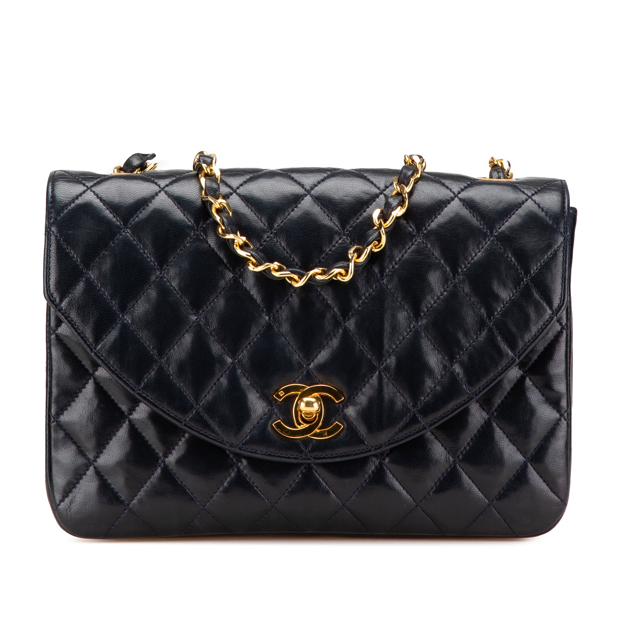 image of Blue Chanel CC Quilted Lambskin Round Flap Crossbody Bag