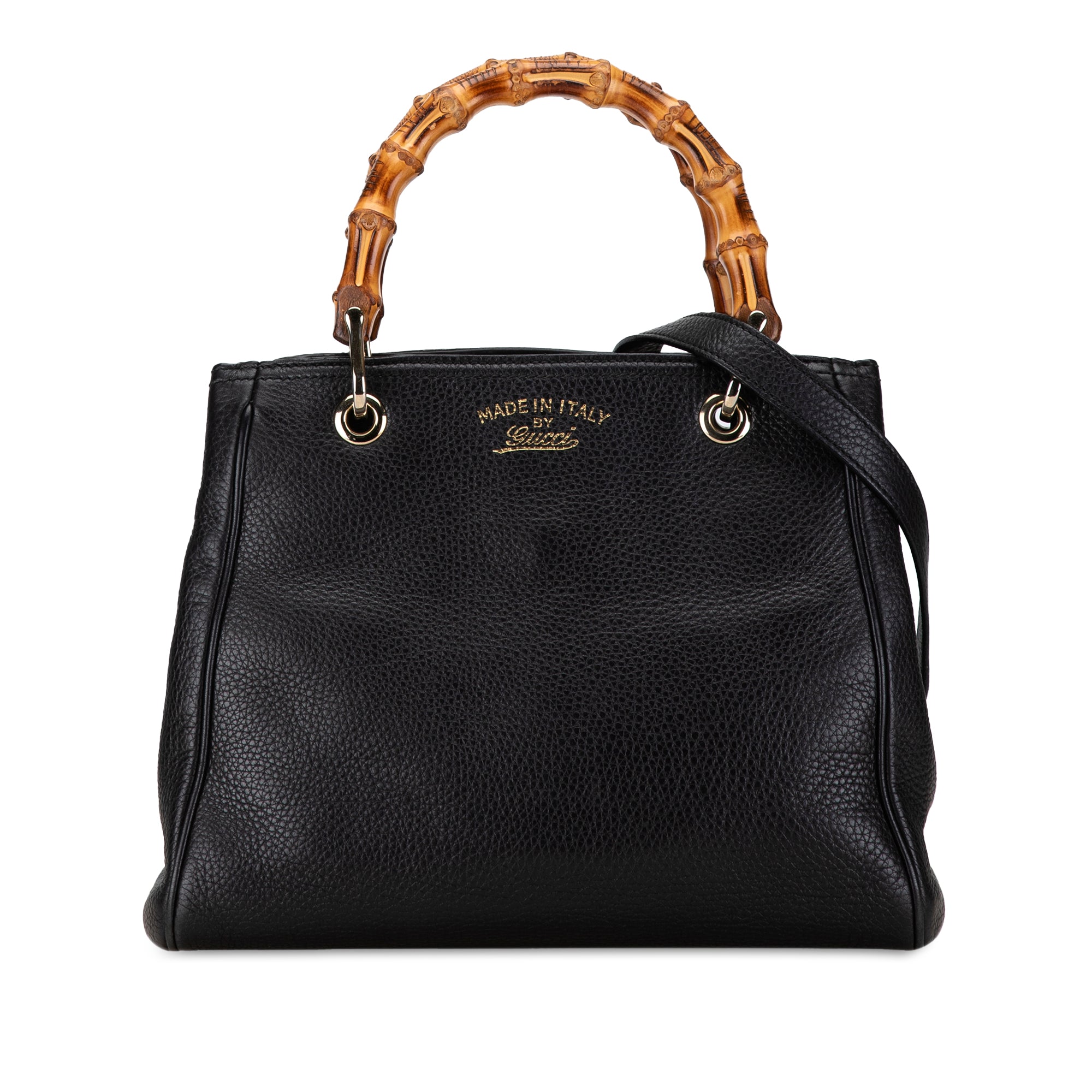 image of Black Gucci Small Bamboo Shopper Satchel