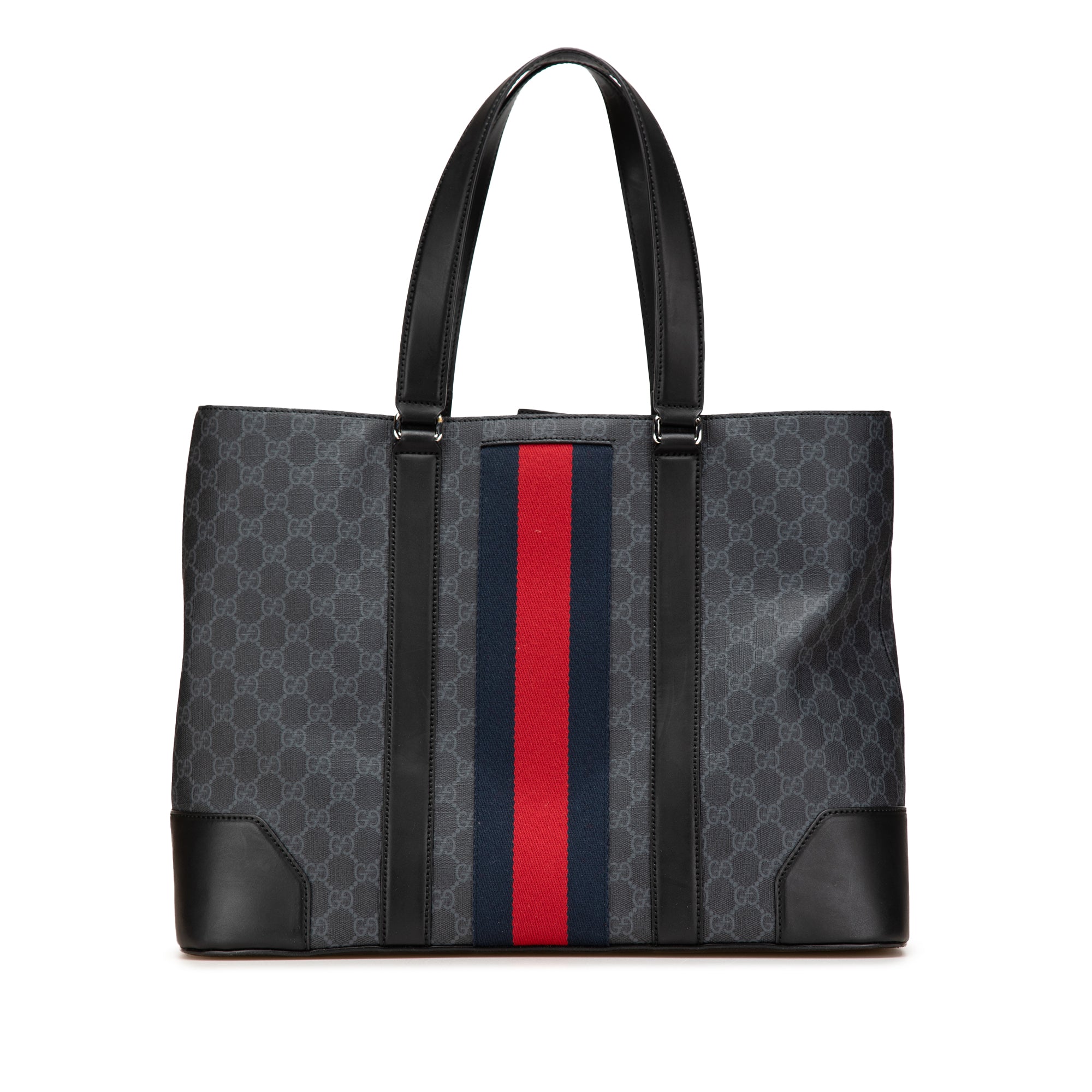 image of Black Gucci Large GG Supreme Web Tote