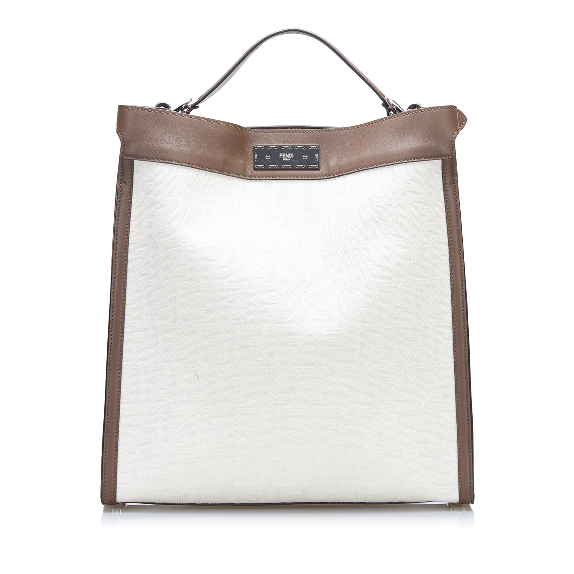 image of White Fendi Zucca Peekaboo X-Lite Satchel