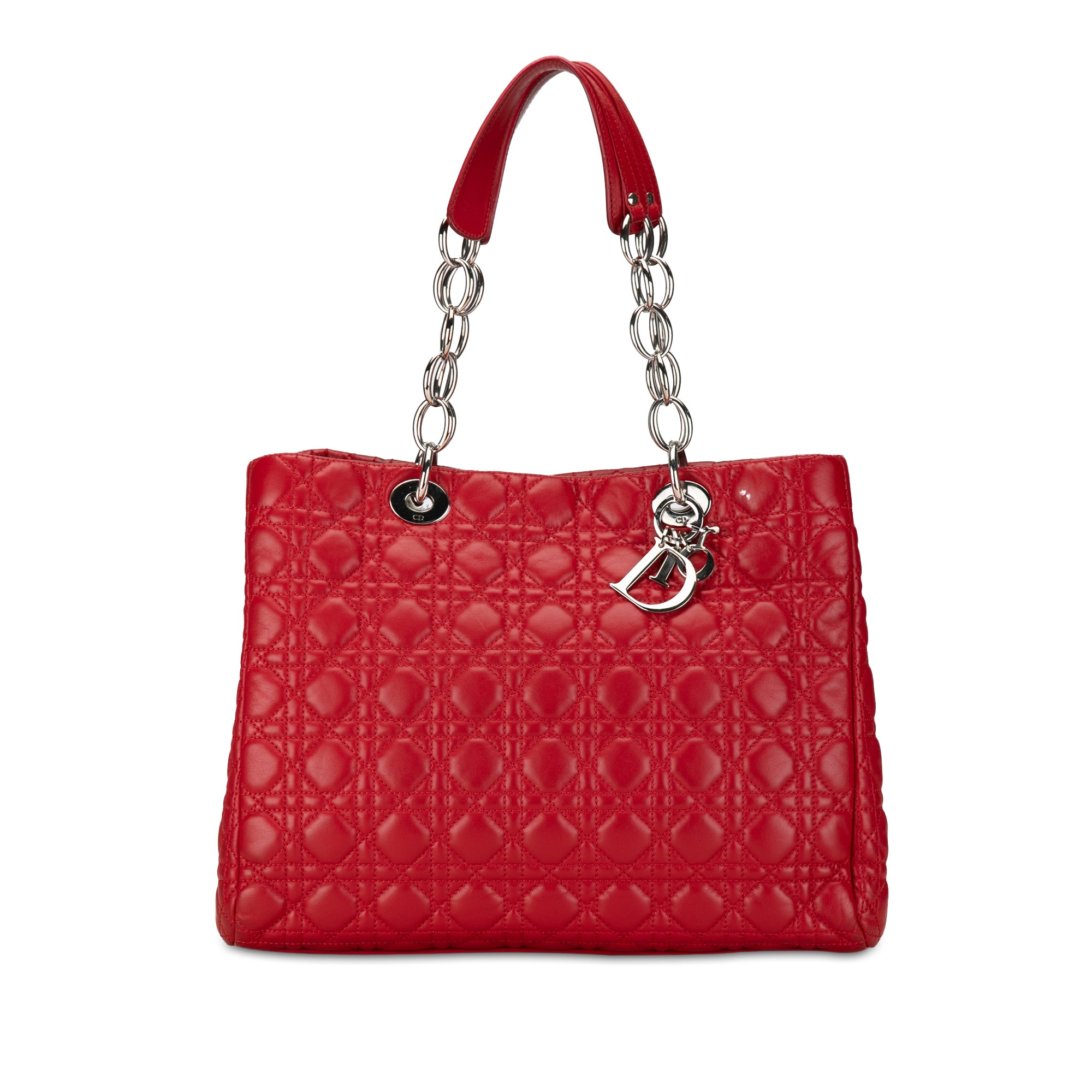 Image of Red Dior Large Cannage Lady Dior Soft Tote