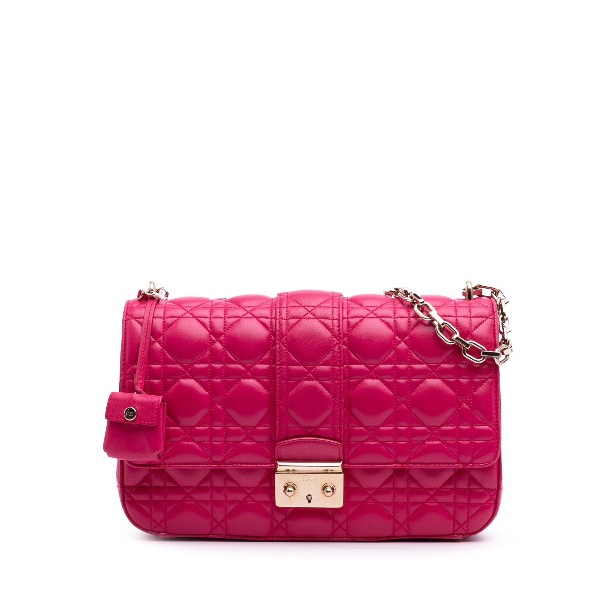 image of Pink Dior Medium Lambskin Cannage Miss Dior Flap Shoulder Bag
