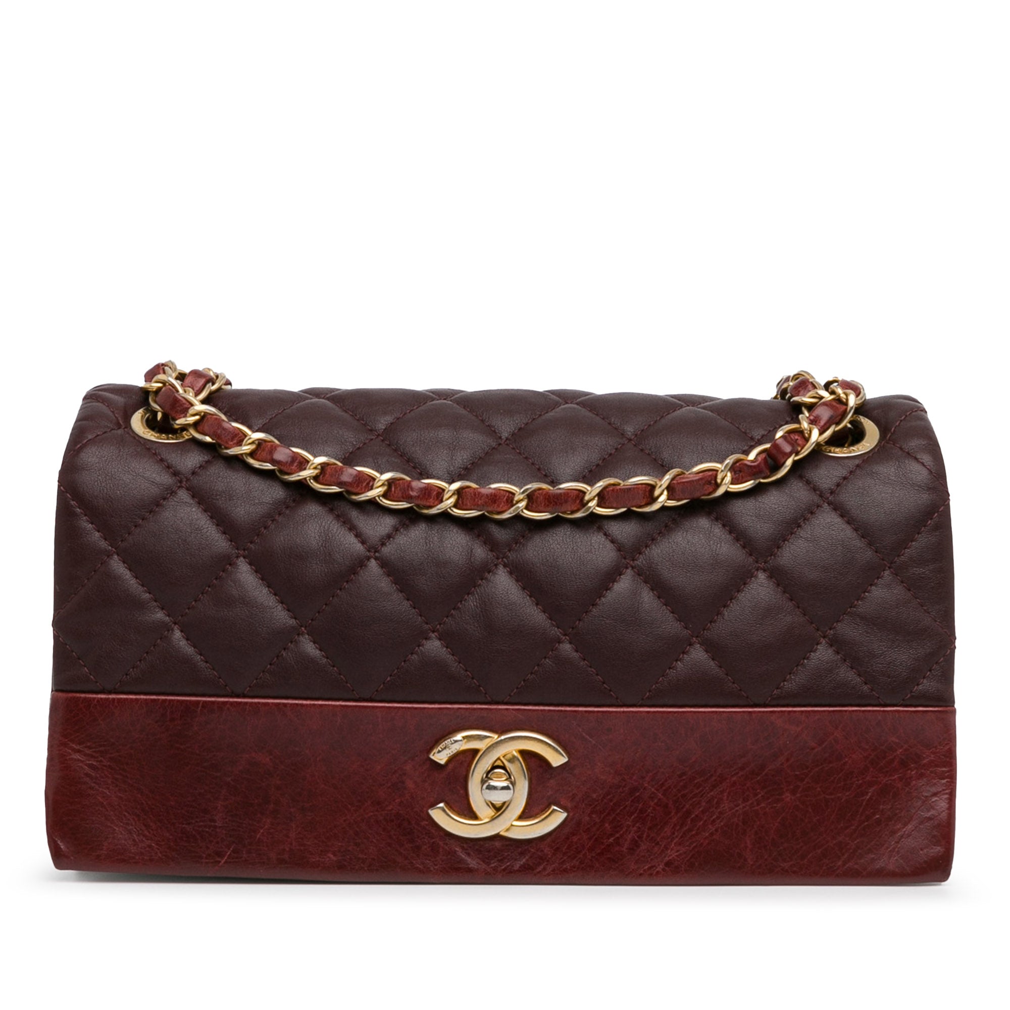 image of Red Chanel Medium Calfskin Soft Elegance Flap Shoulder Bag