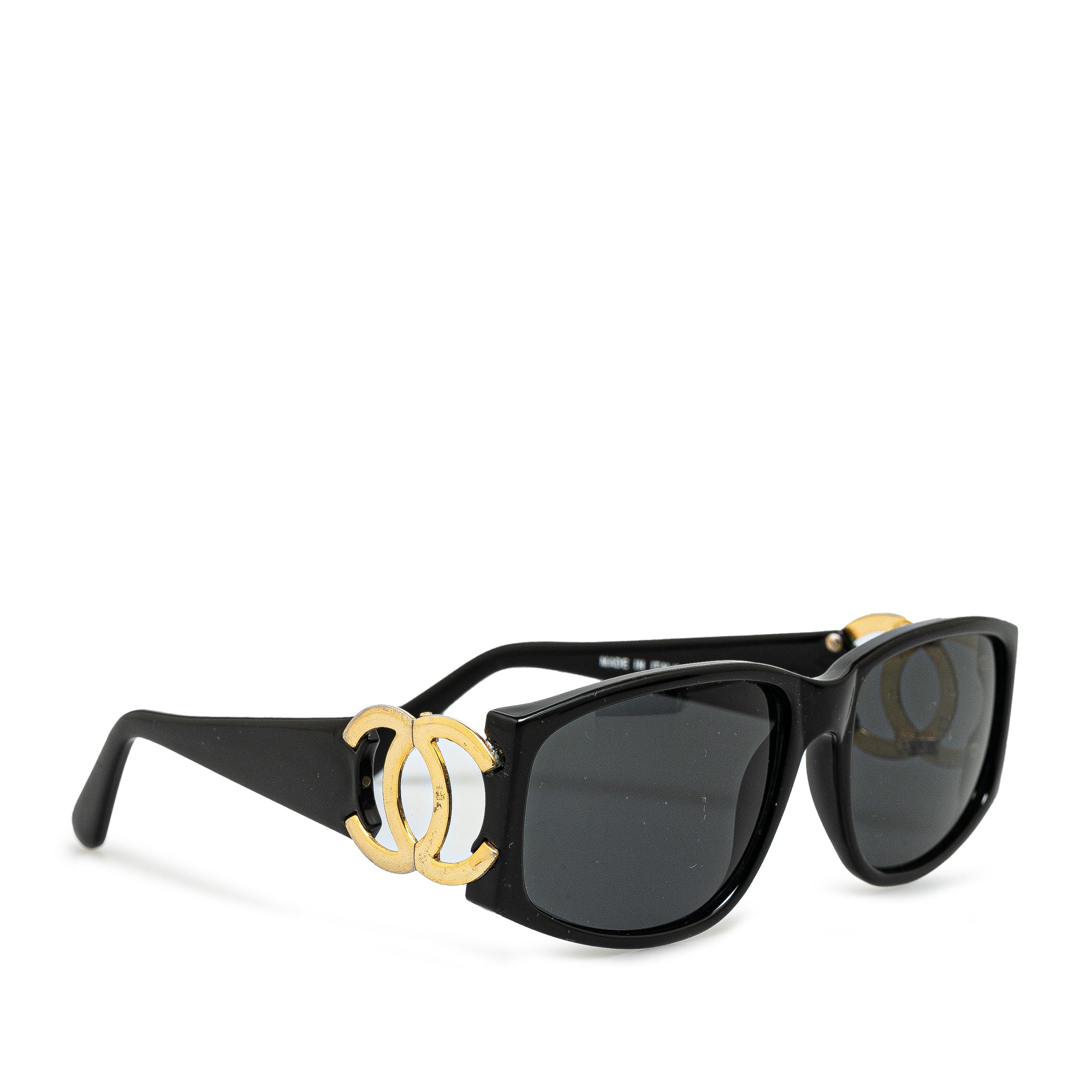 image of Black Chanel CC Rectangular Tinted Sunglasses