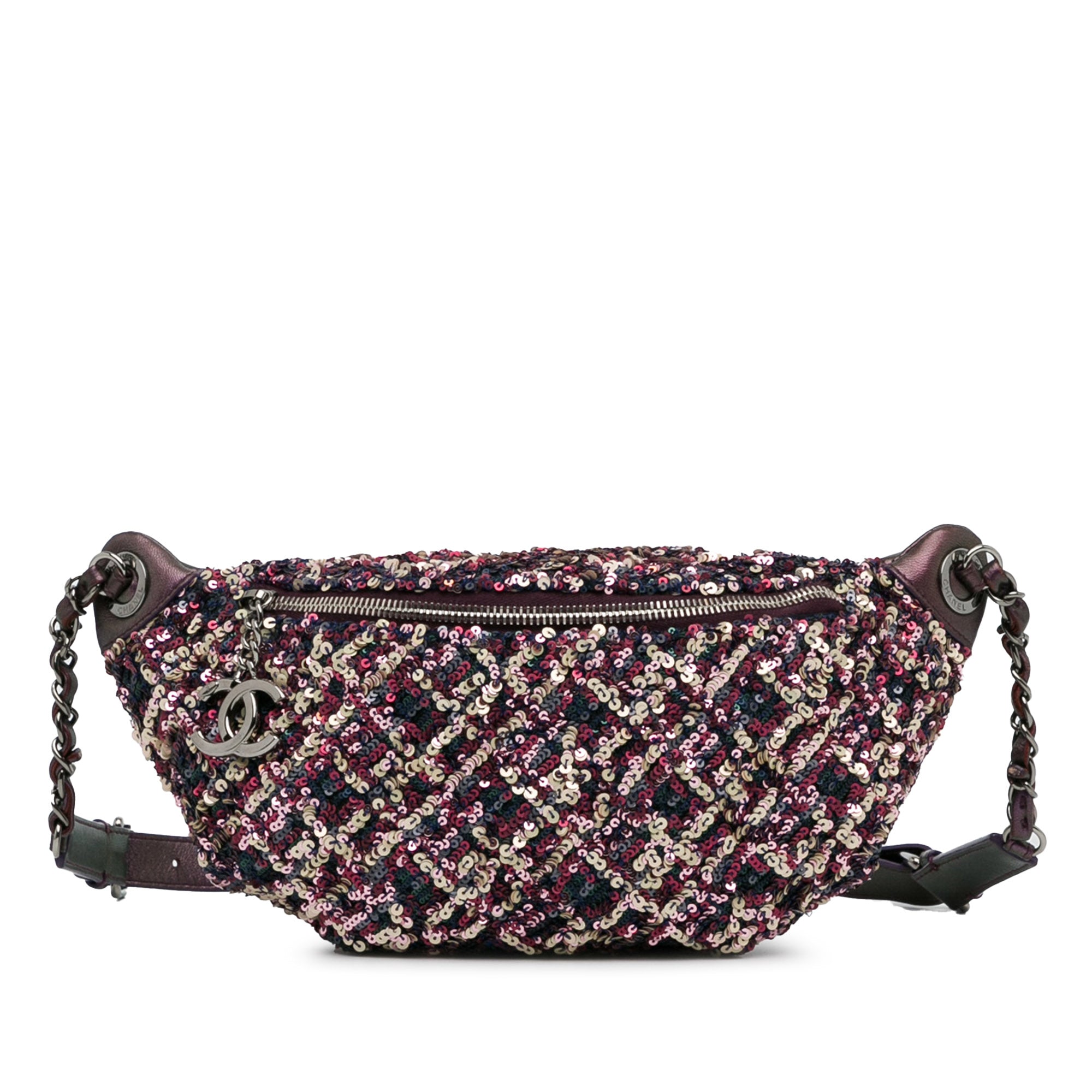 image of Purple Chanel Sequin and Metallic Lambskin Belt Bag