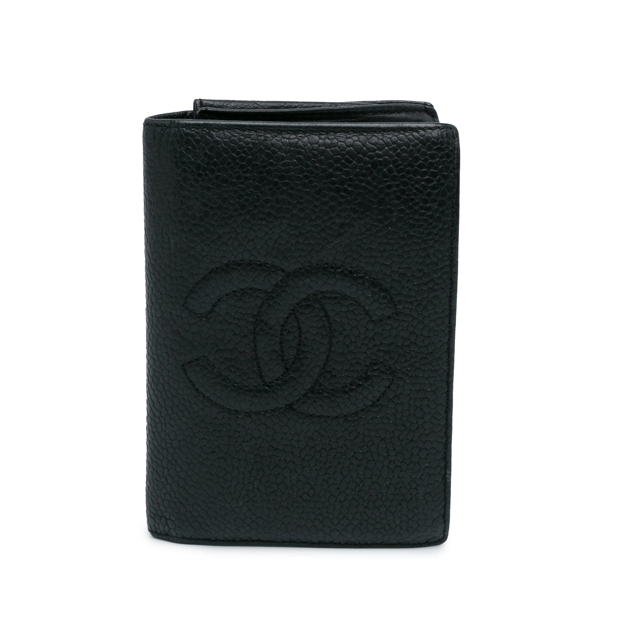 image of Black Chanel CC Caviar Bi Fold Card Holder