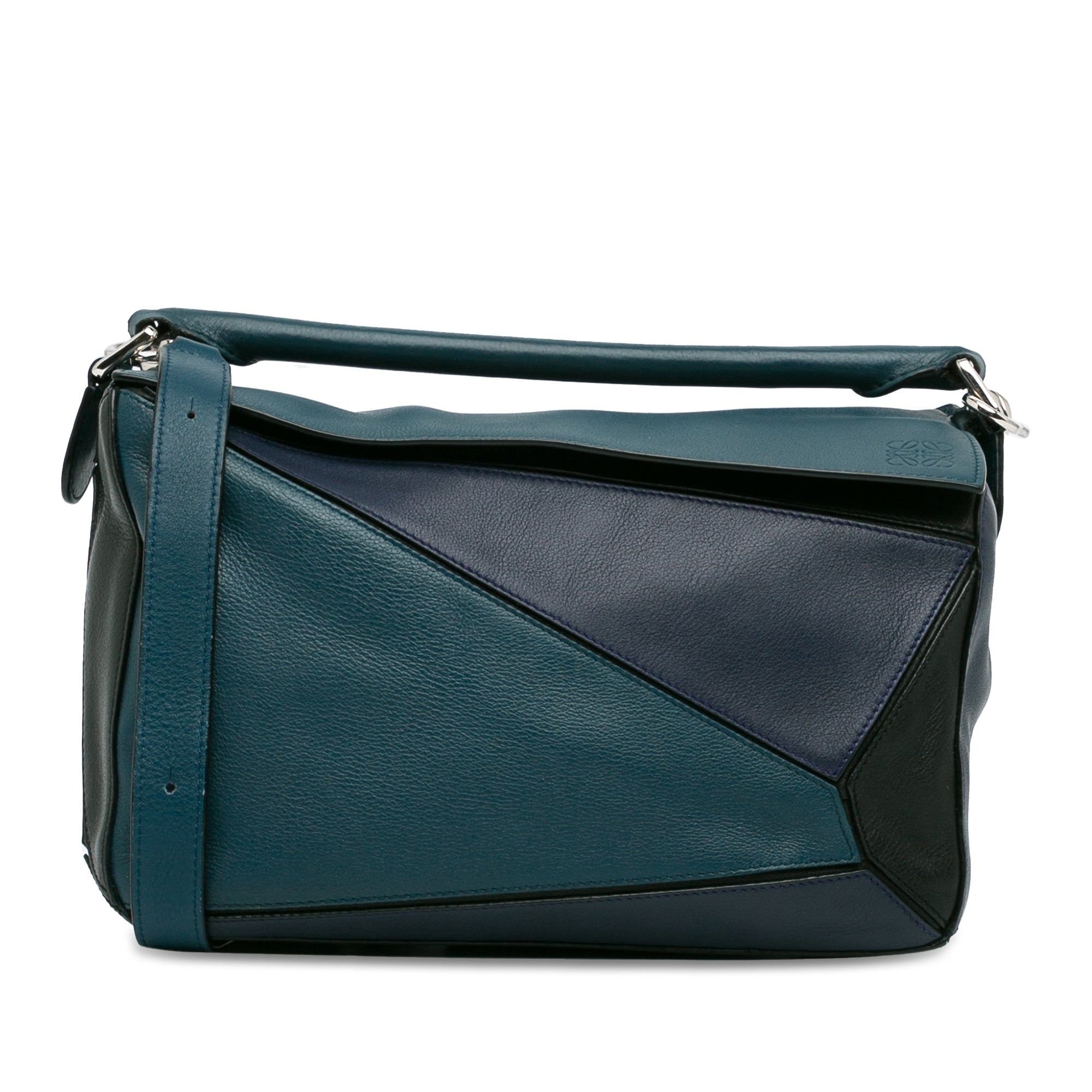 image of Blue LOEWE Medium Tricolor Puzzle Bag Satchel