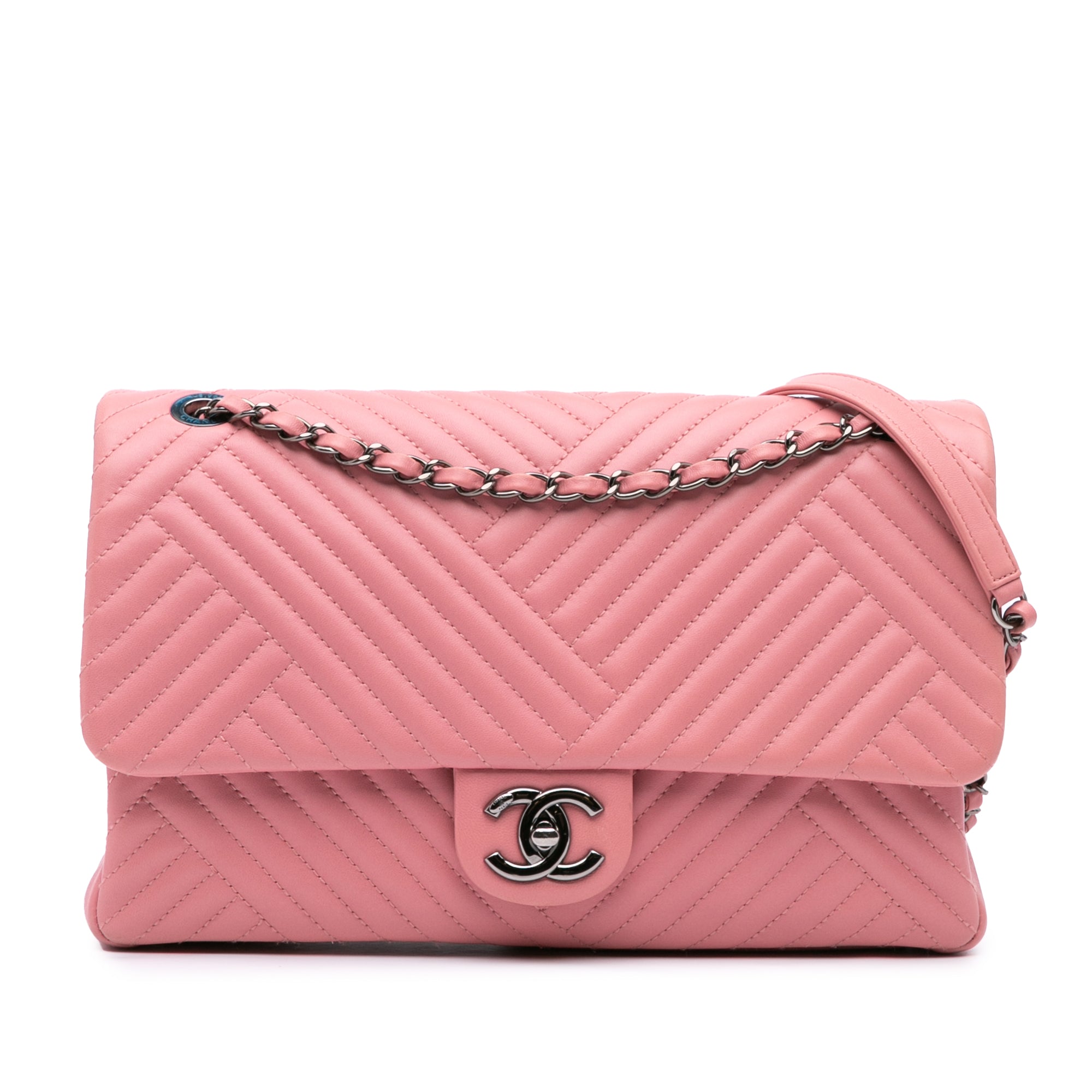 image of Pink Chanel Medium Lambskin CC Crossing Flap Shoulder Bag