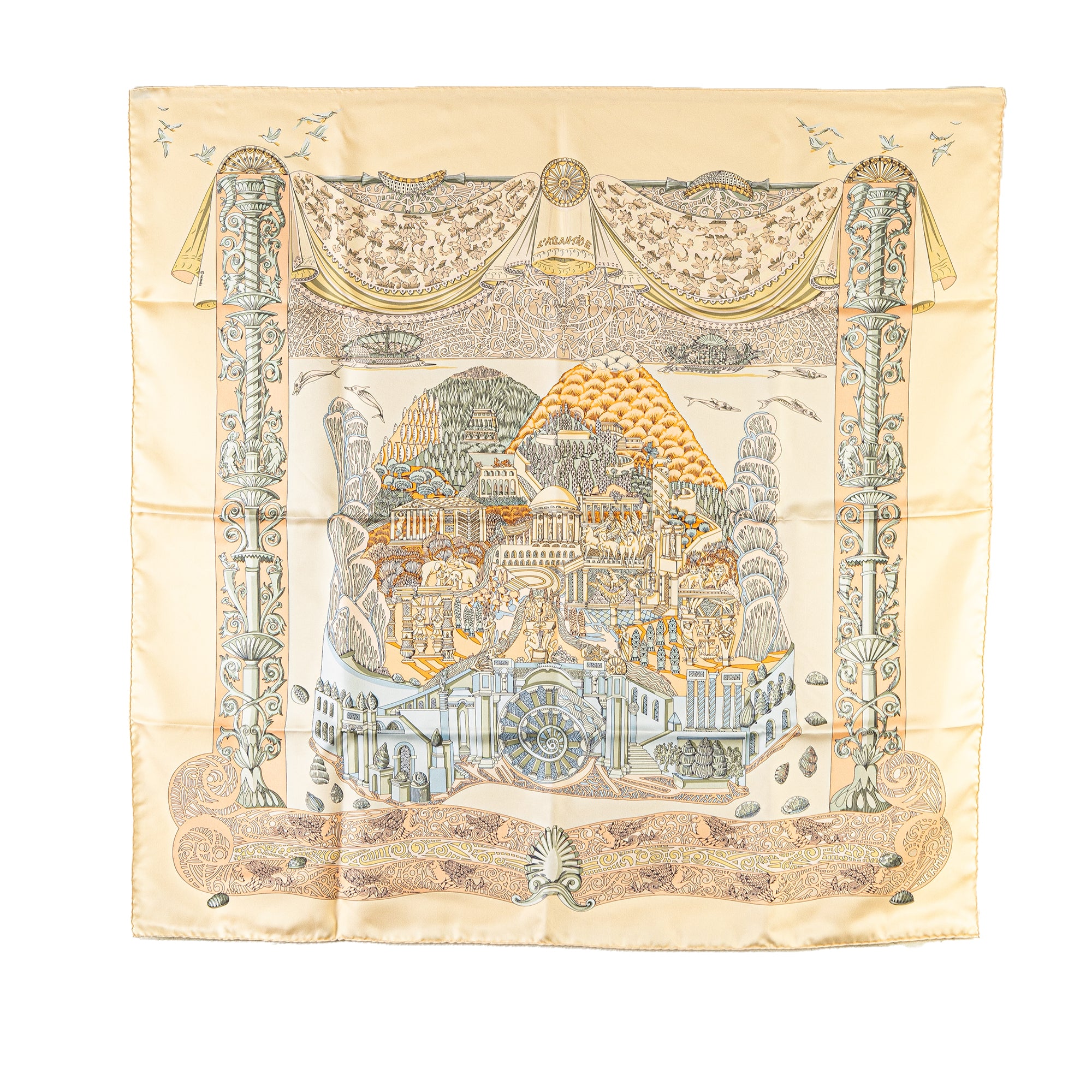 Image of Brown Hermès L'Atlantide Silk Scarf Scarves