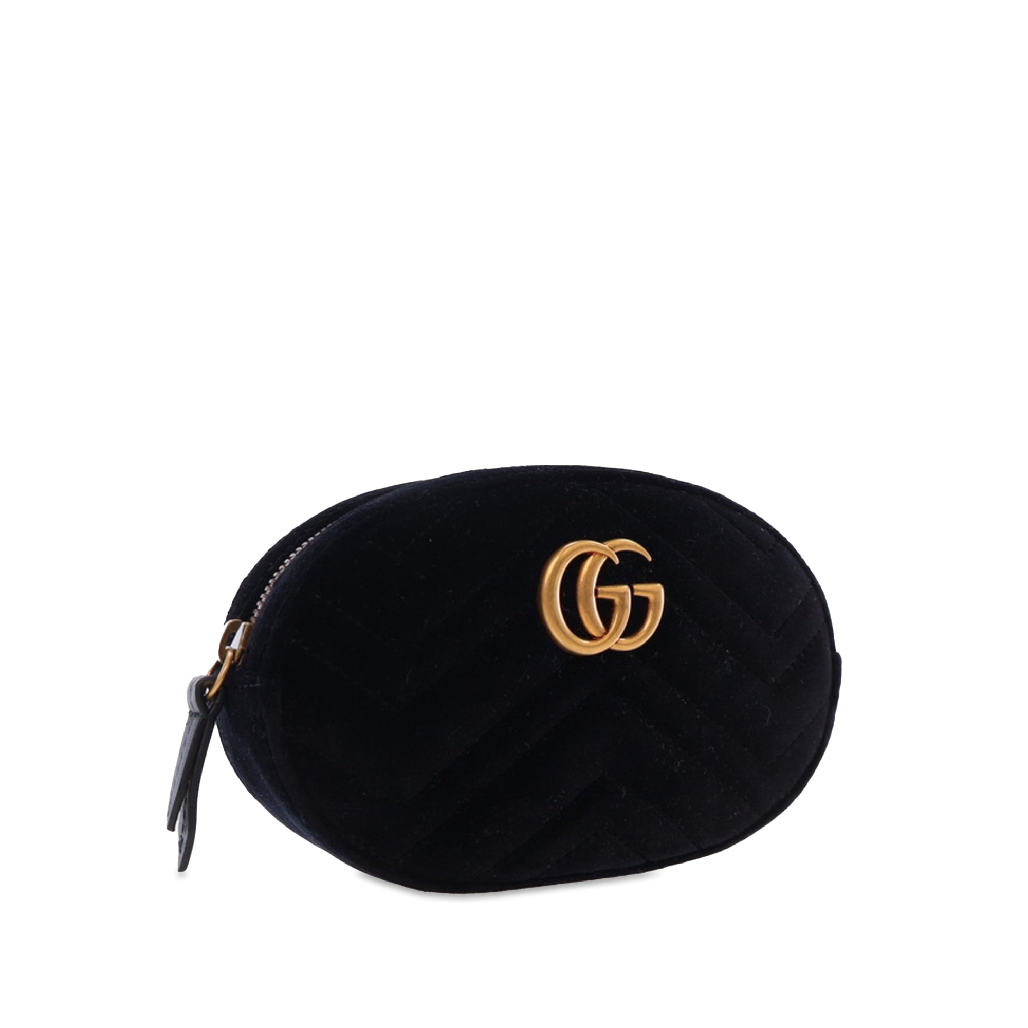 image of Black Gucci GG Marmont Matelasse Velvet Belt Bag