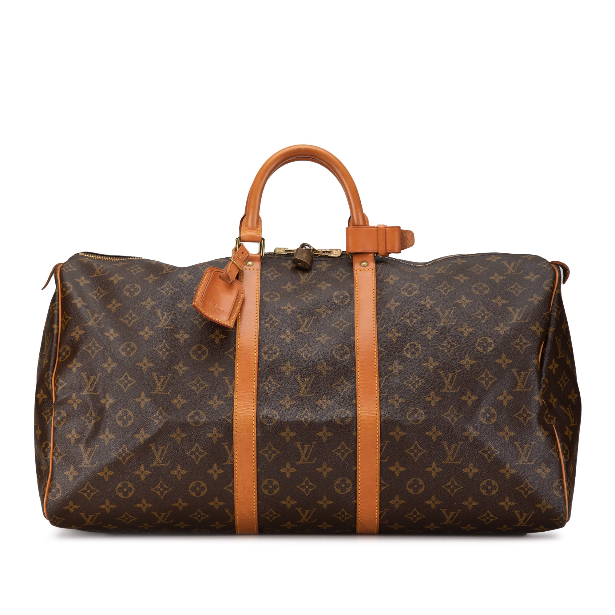 image of Brown Louis Vuitton Monogram Keepall 55 Travel Bag