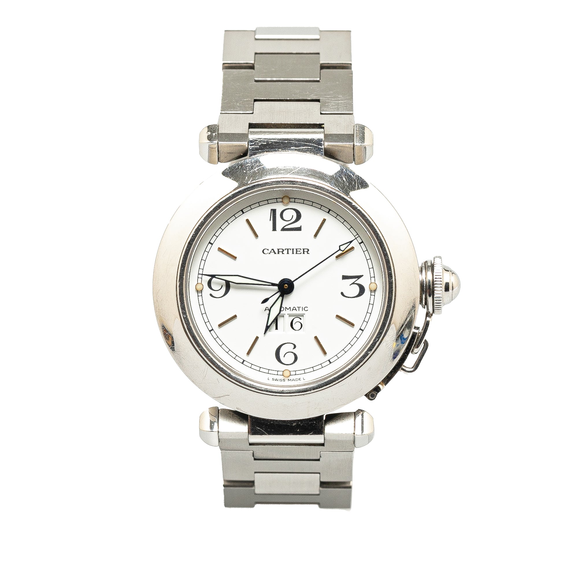 image of Silver Cartier Automatic Stainless Steel Pasha de Cartier Watch