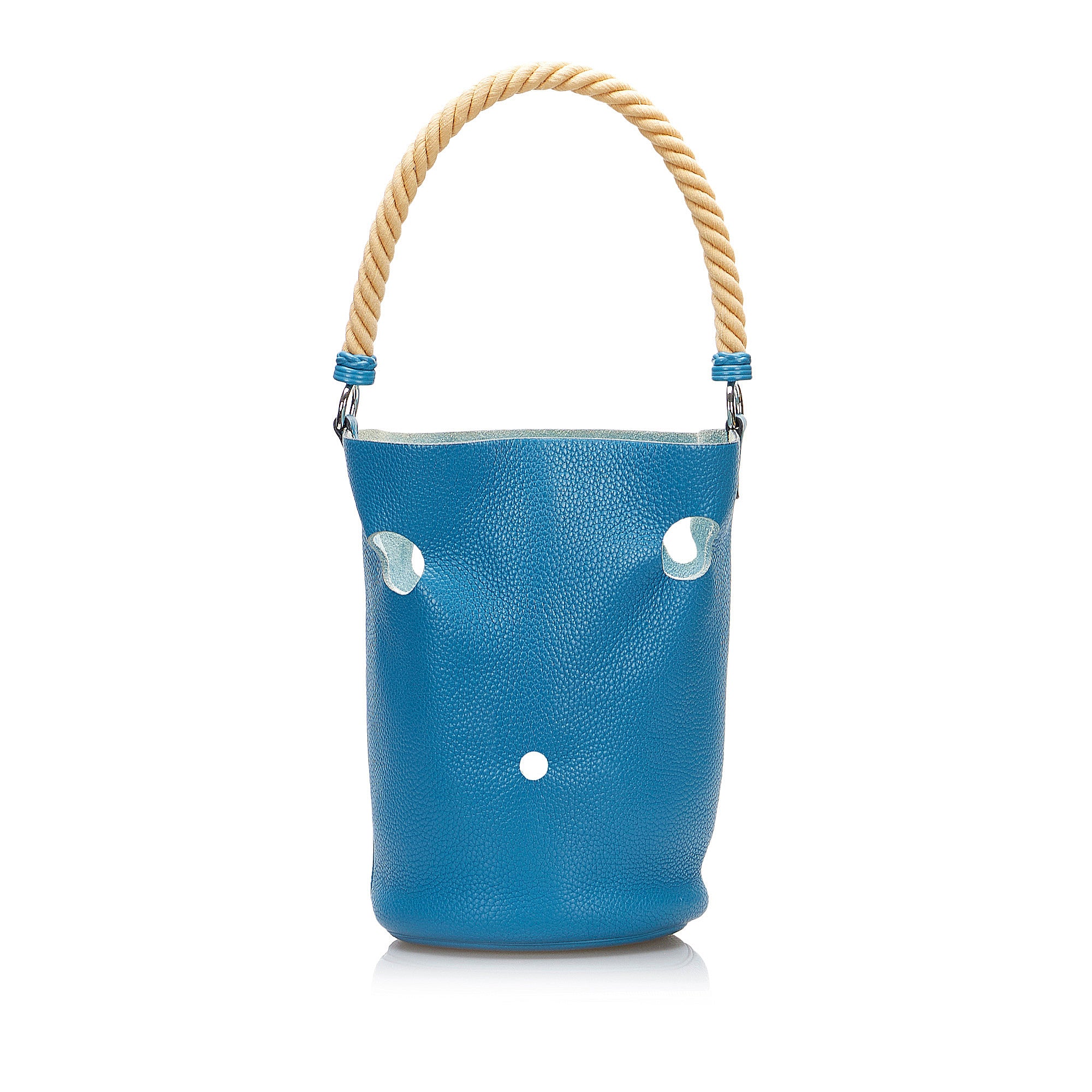image of Blue Hermès Clemence Mangeoire Bucket PM