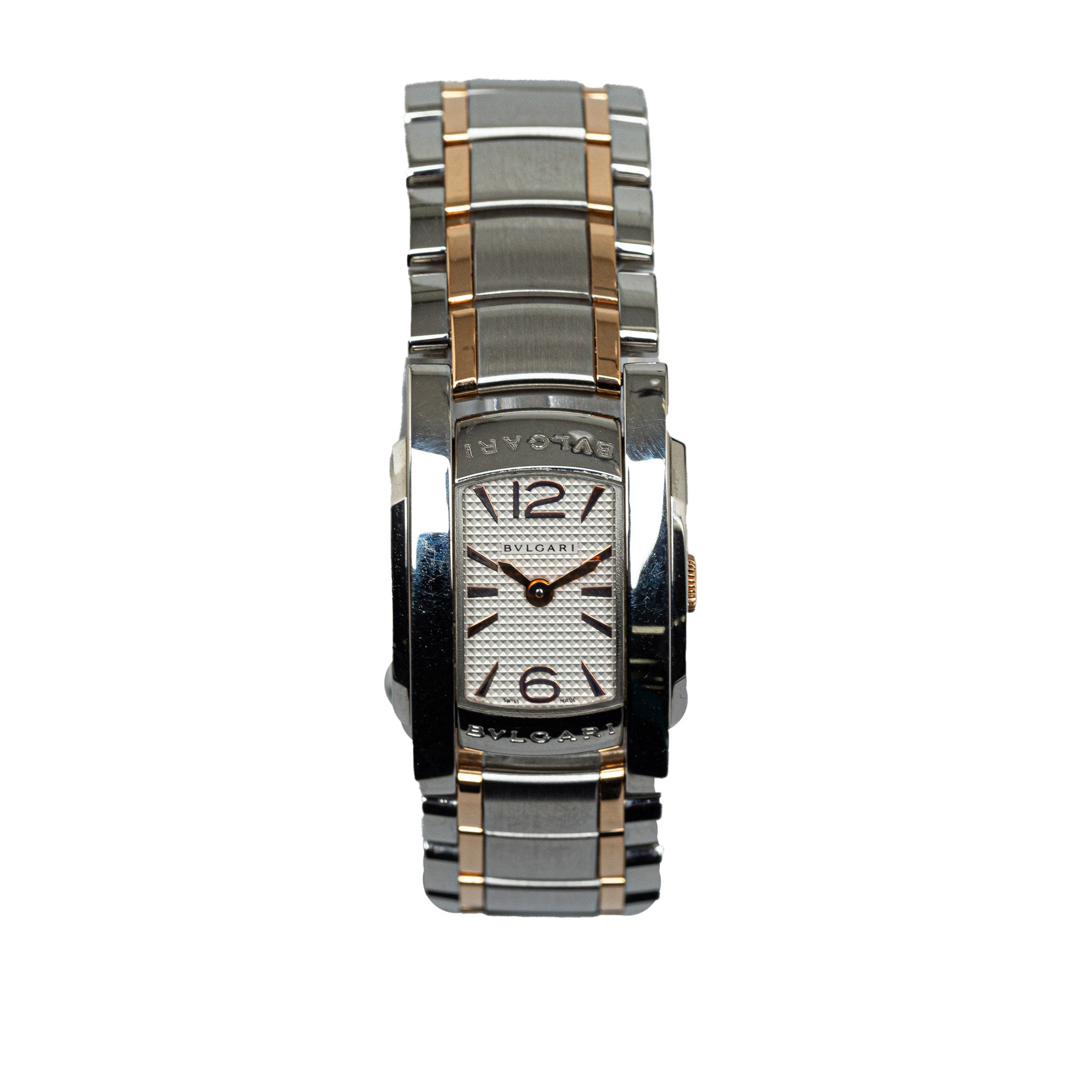 Image of Silver Bvlgari Quartz 18K Rose Gold and Stainless Steel Assioma Watch