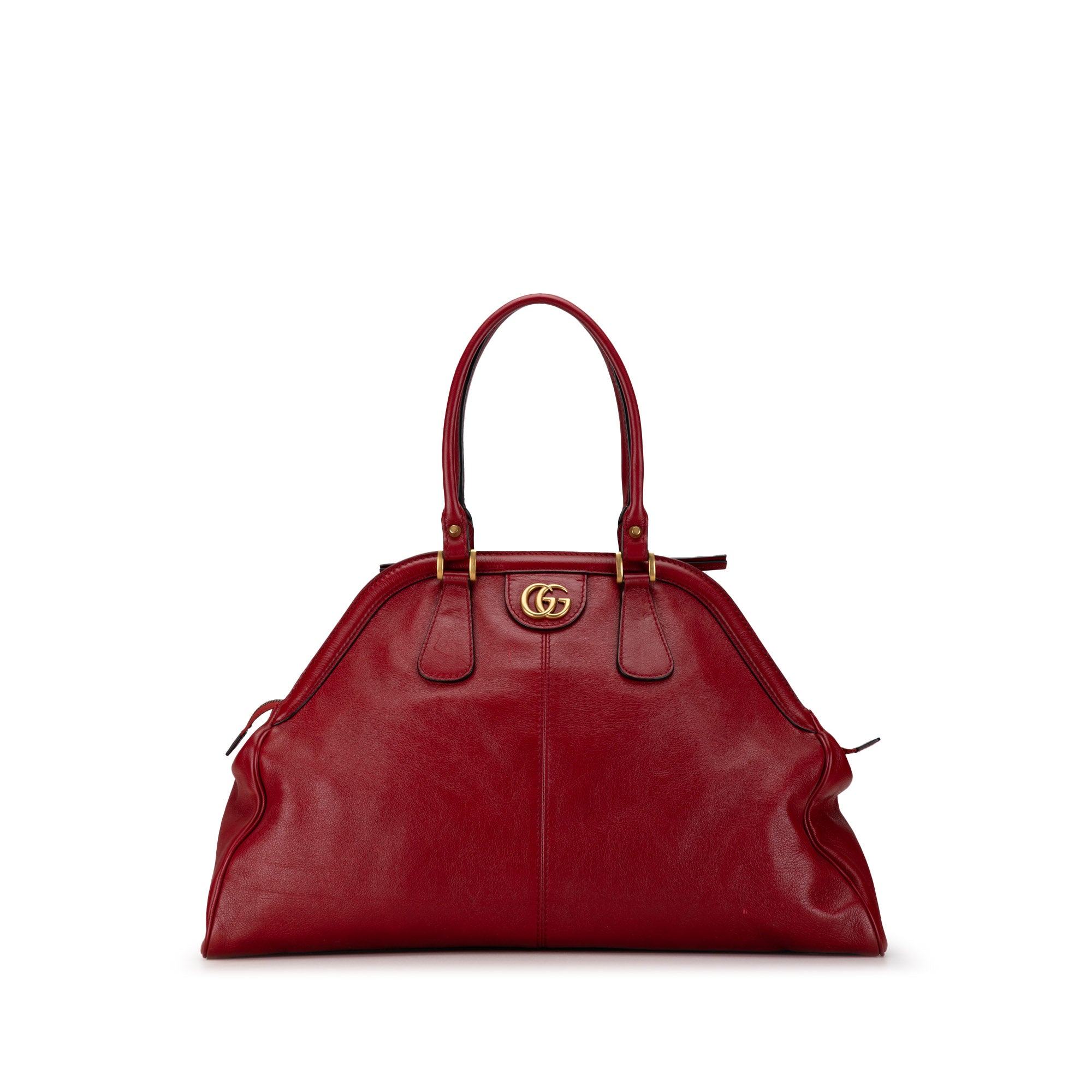 image of Red Gucci Large Re(Belle) Leather Top Handle Bag