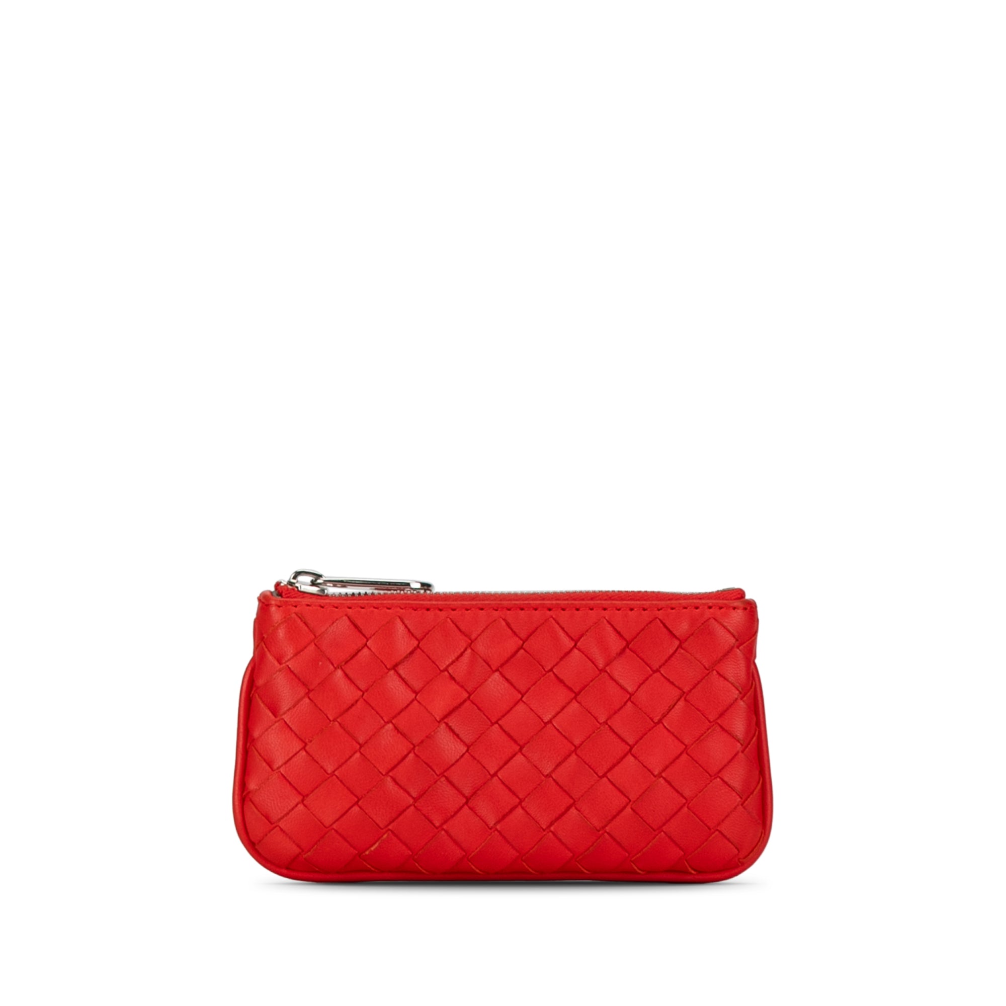 Image of Red Bottega Veneta Intrecciato Coin Pouch