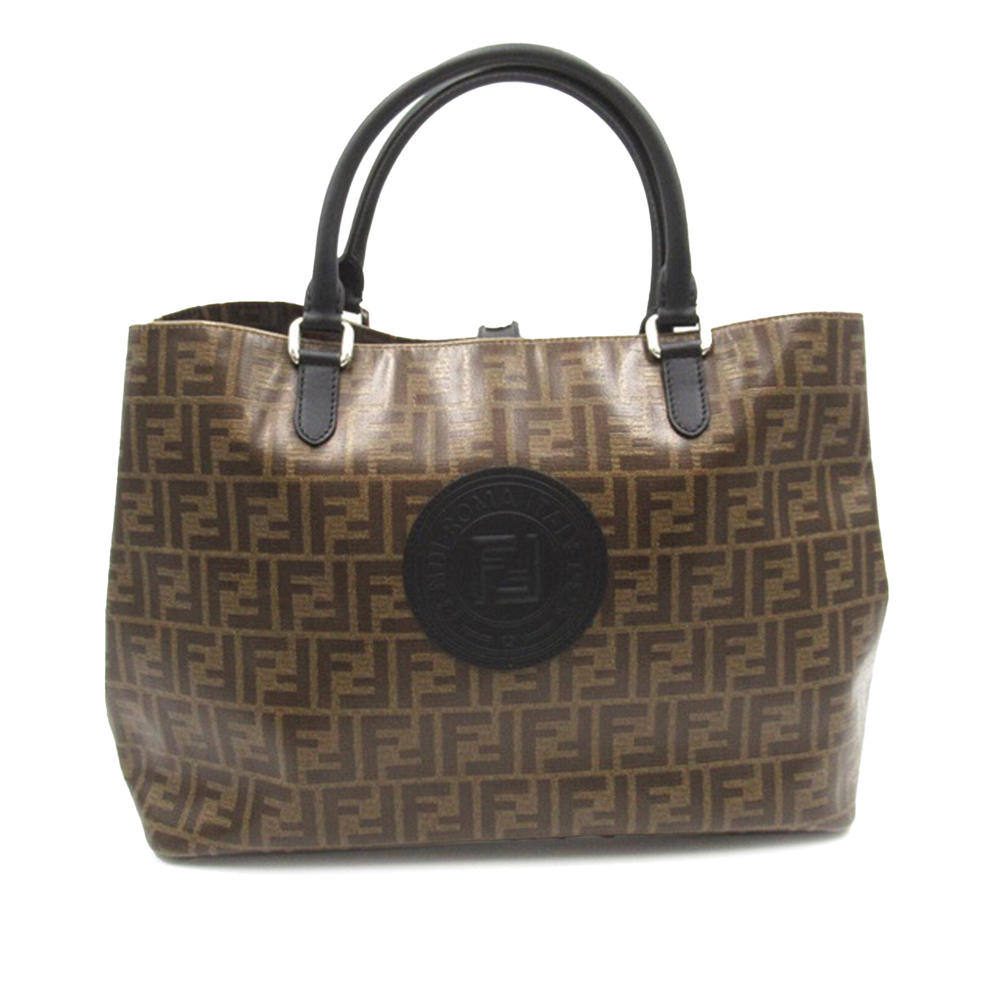 Image of Brown Fendi Zucca Coated Canvas Satchel Tote Bag