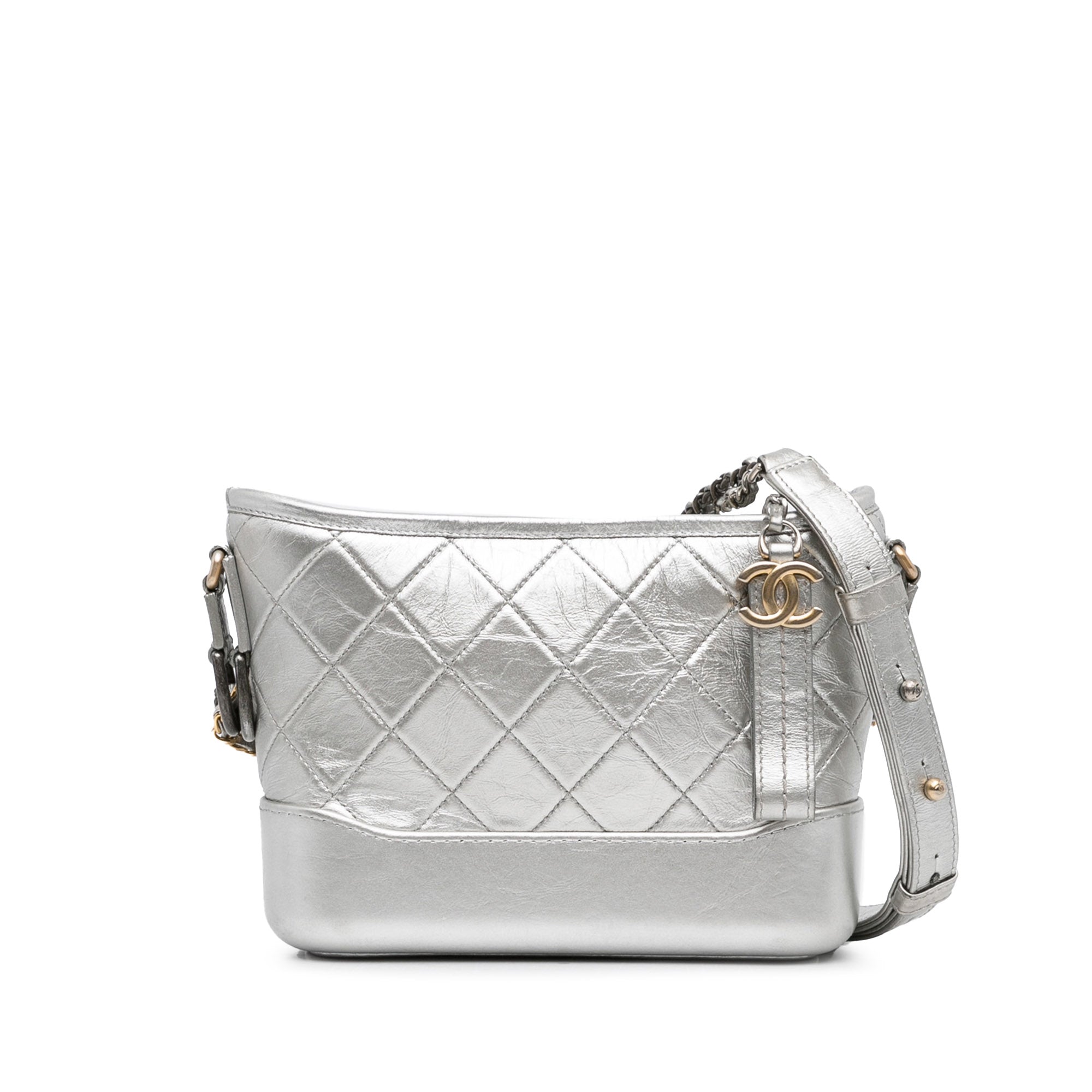 image of Silver Chanel Small Metallic Gabrielle Crossbody Bag