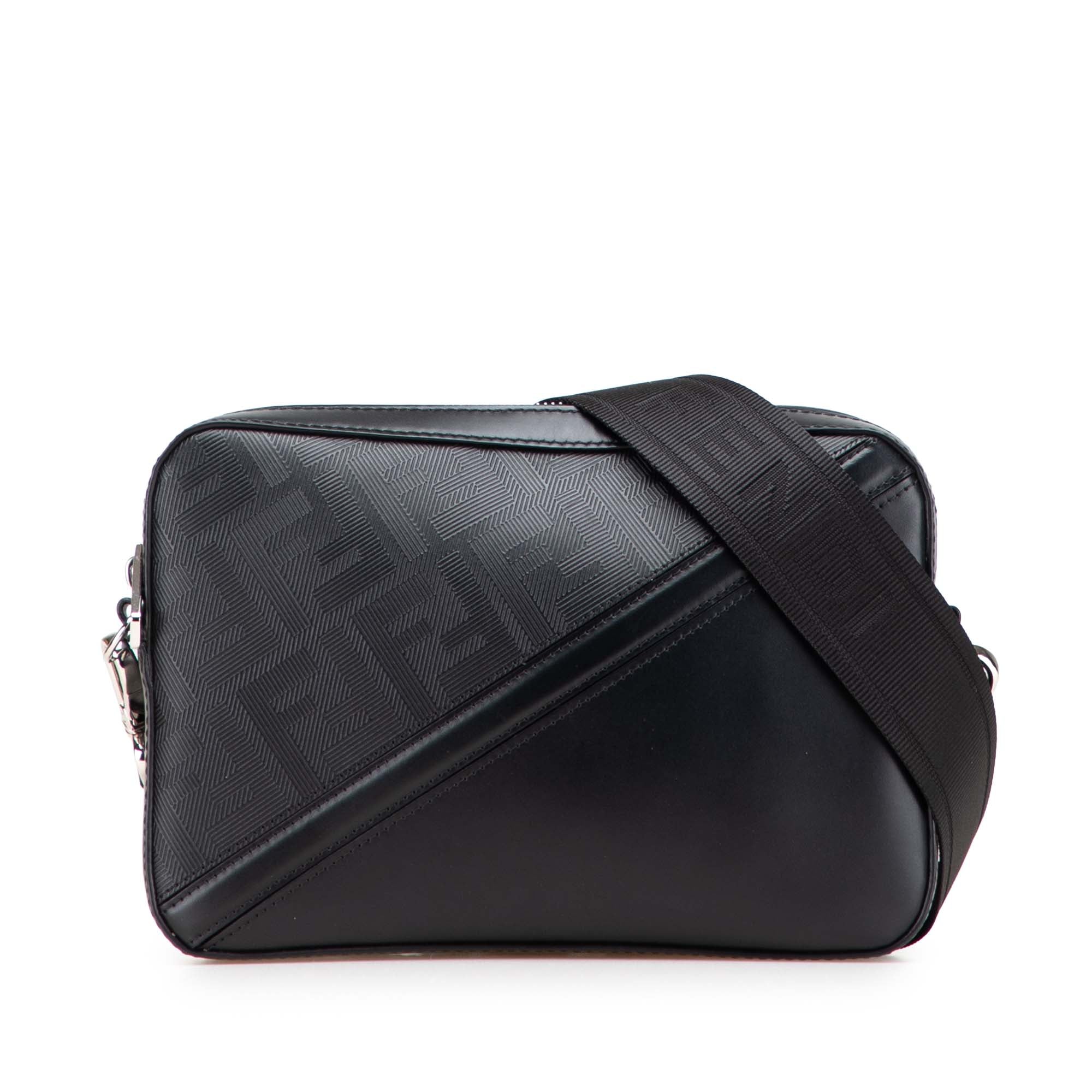image of Black Fendi Zucca Shadow Calfskin Diagonal Camera Bag