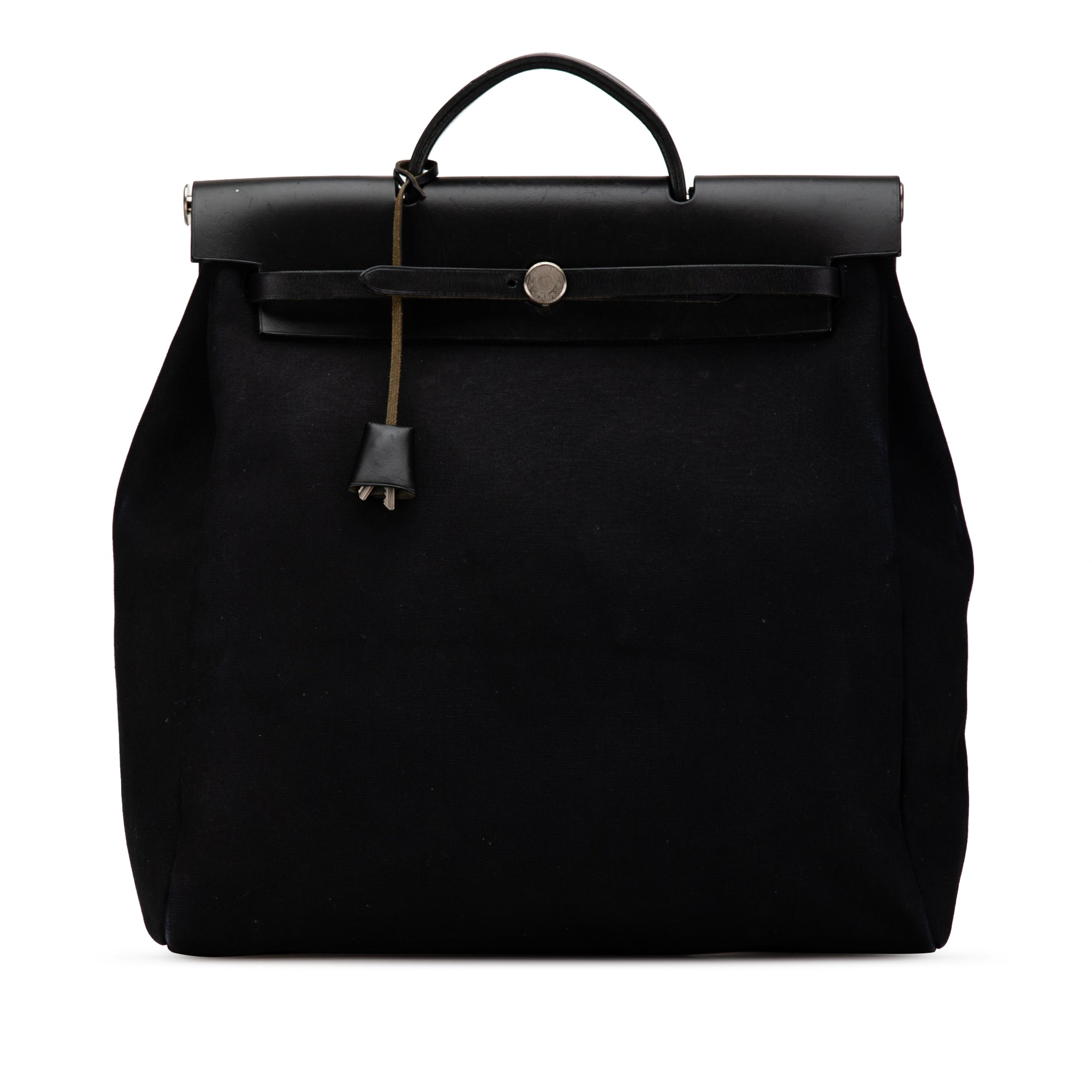 image of Black Hermès Toile Herbag GM Satchel