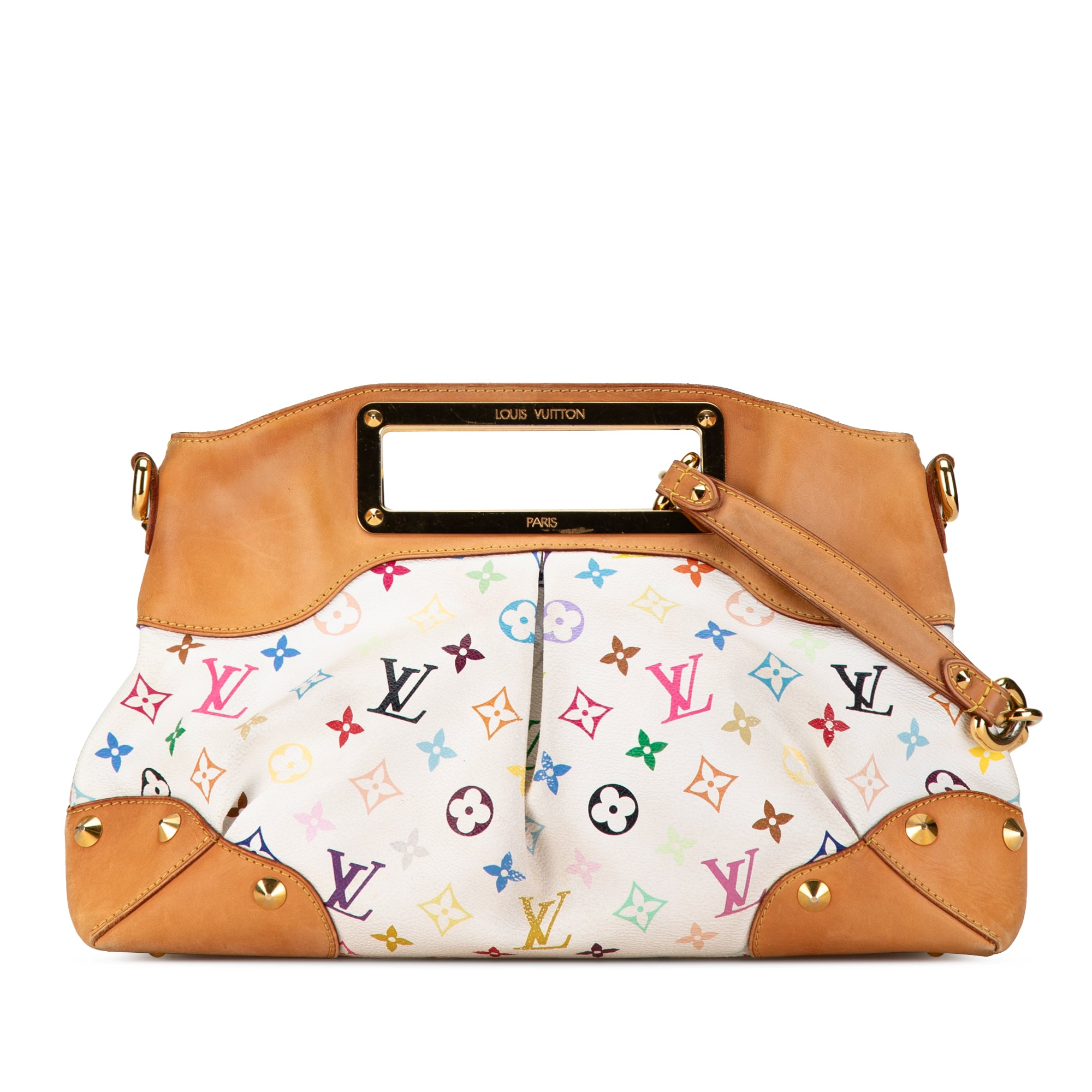 image of White Louis Vuitton Monogram Multicolore Judy MM Satchel