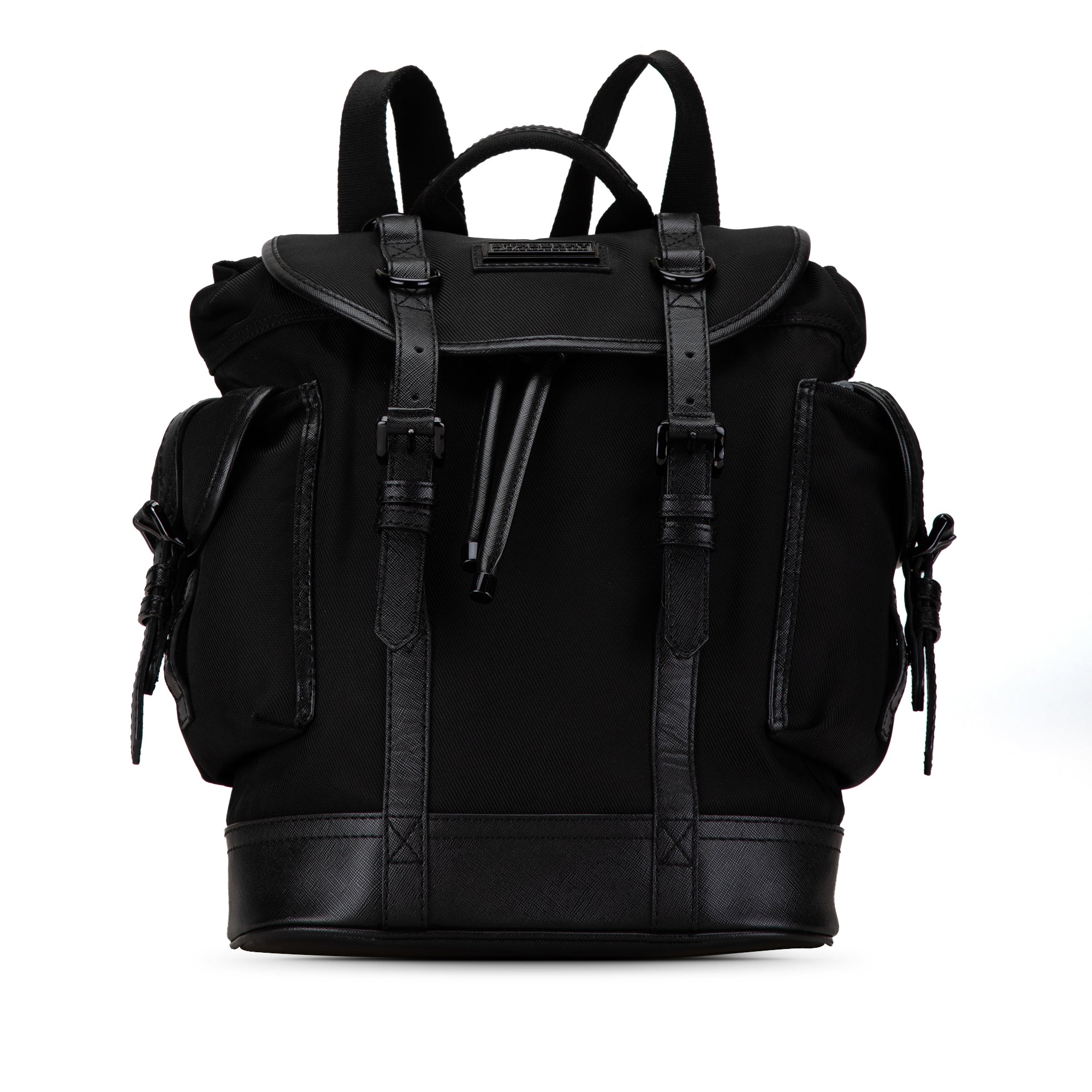 image of Black Burberry Leather-Trimmed Nylon Backpack