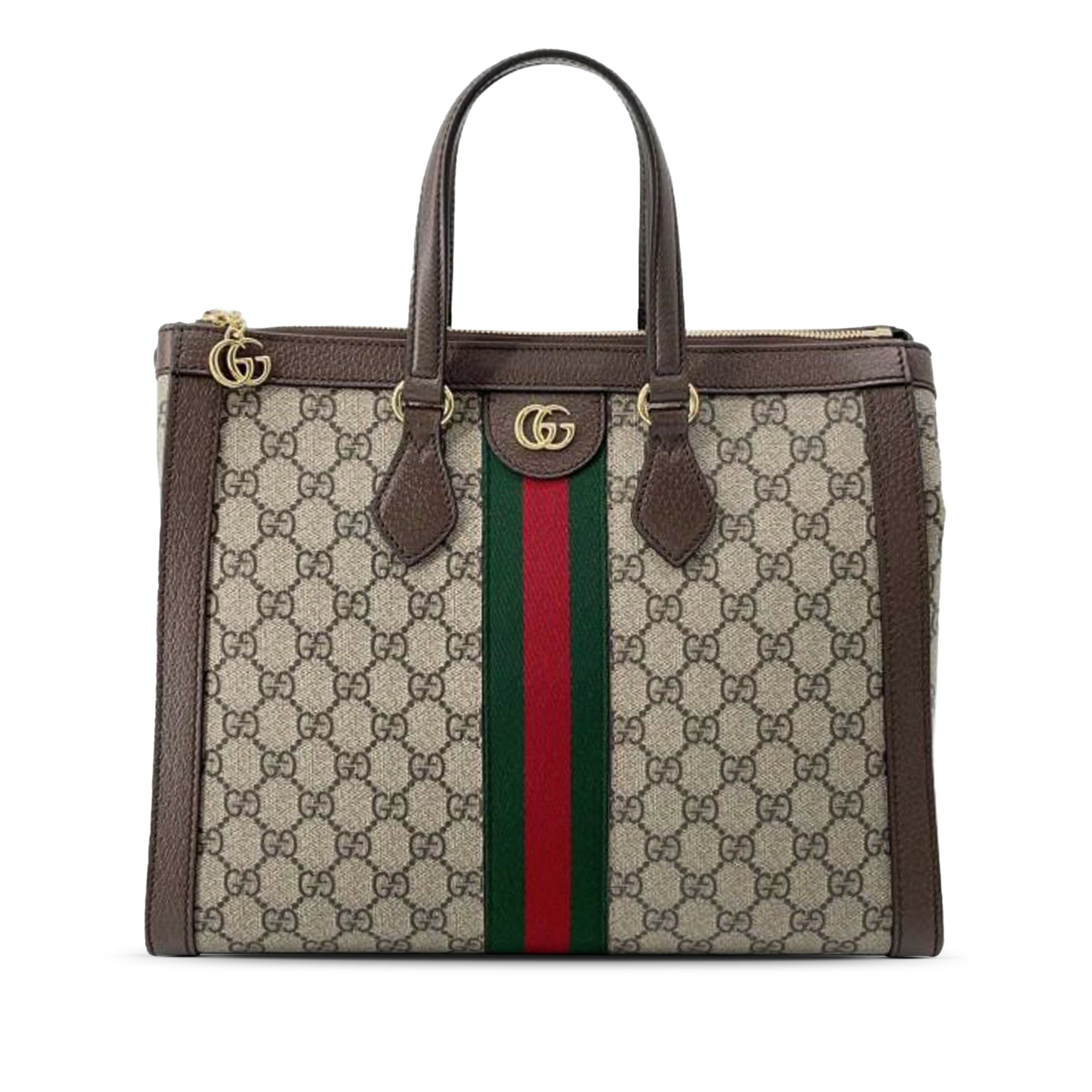 image of Brown Gucci Medium GG Supreme Ophidia Satchel