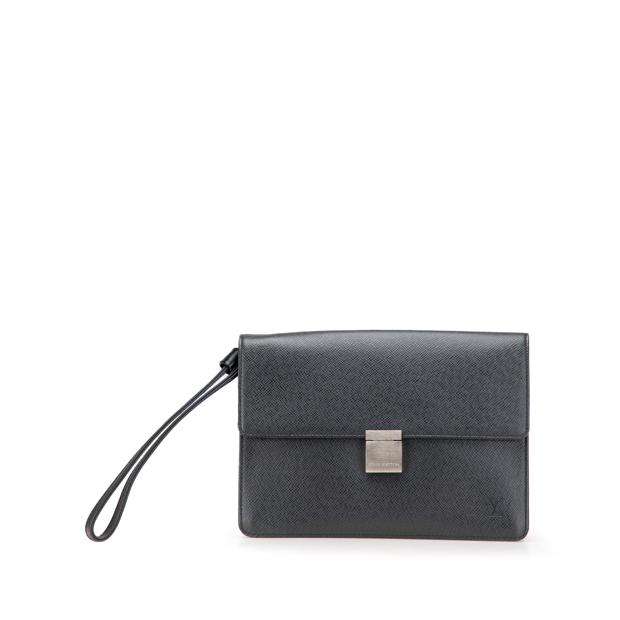image of Black Louis Vuitton Taiga Selenga Clutch Bag
