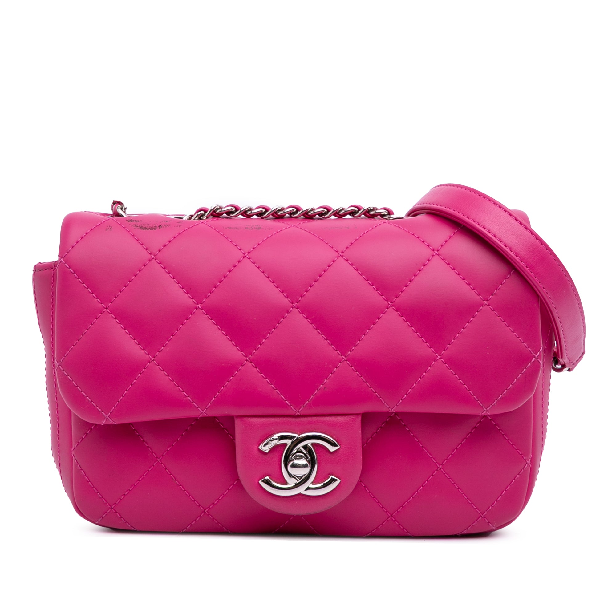 image of Pink Chanel Paris Seoul Small Rubber Coco Rain Flap Crossbody Bag
