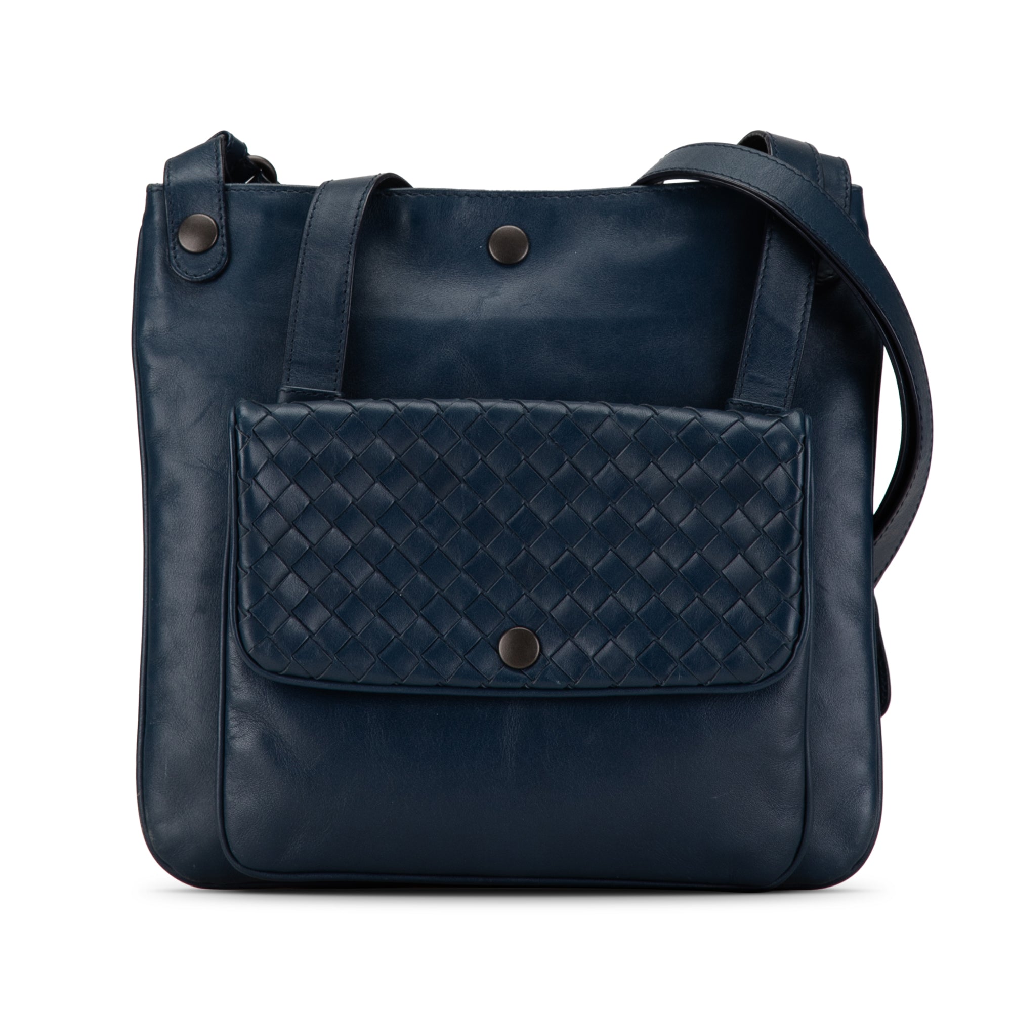 Image of Blue Bottega Veneta Intrecciato Crossbody