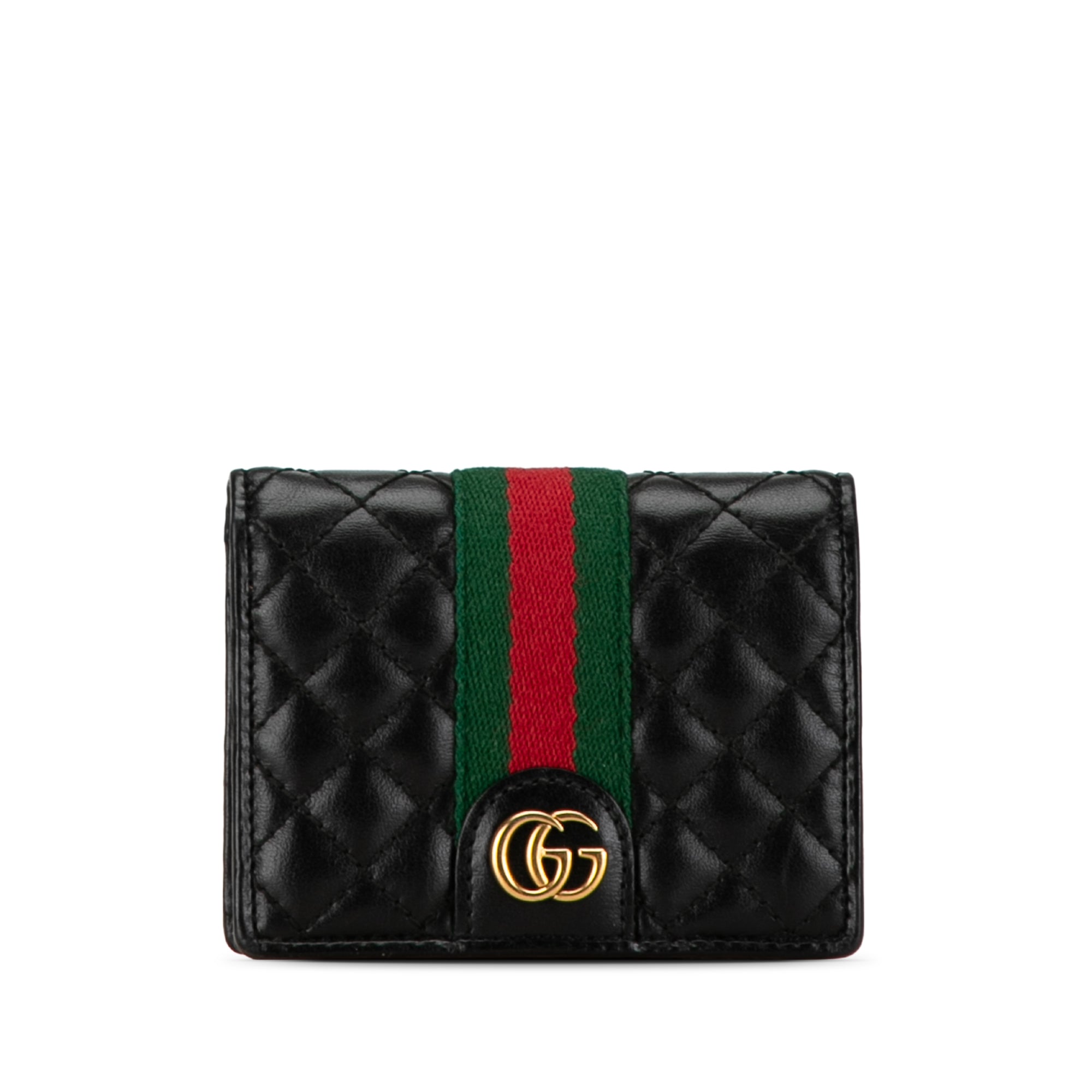 image of Black Gucci Double G Web Trapuntata Compact Wallet