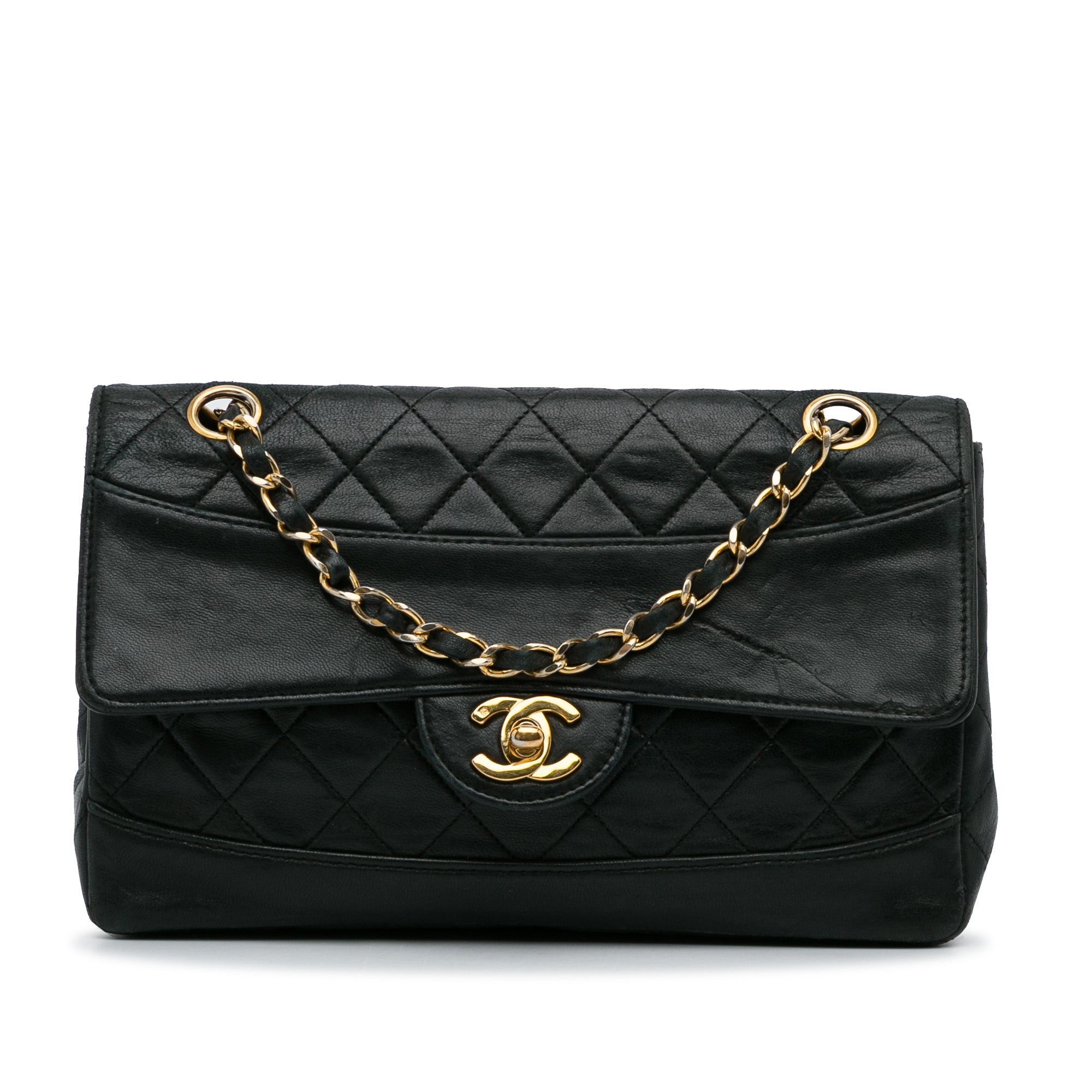 image of Black Chanel Quilted Lambskin Shoulder Bag