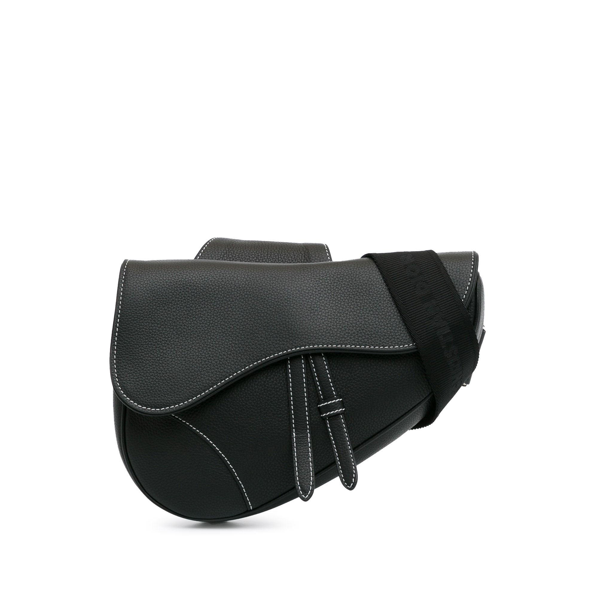 image of Black Dior Leather Saddle Crossbody Bag