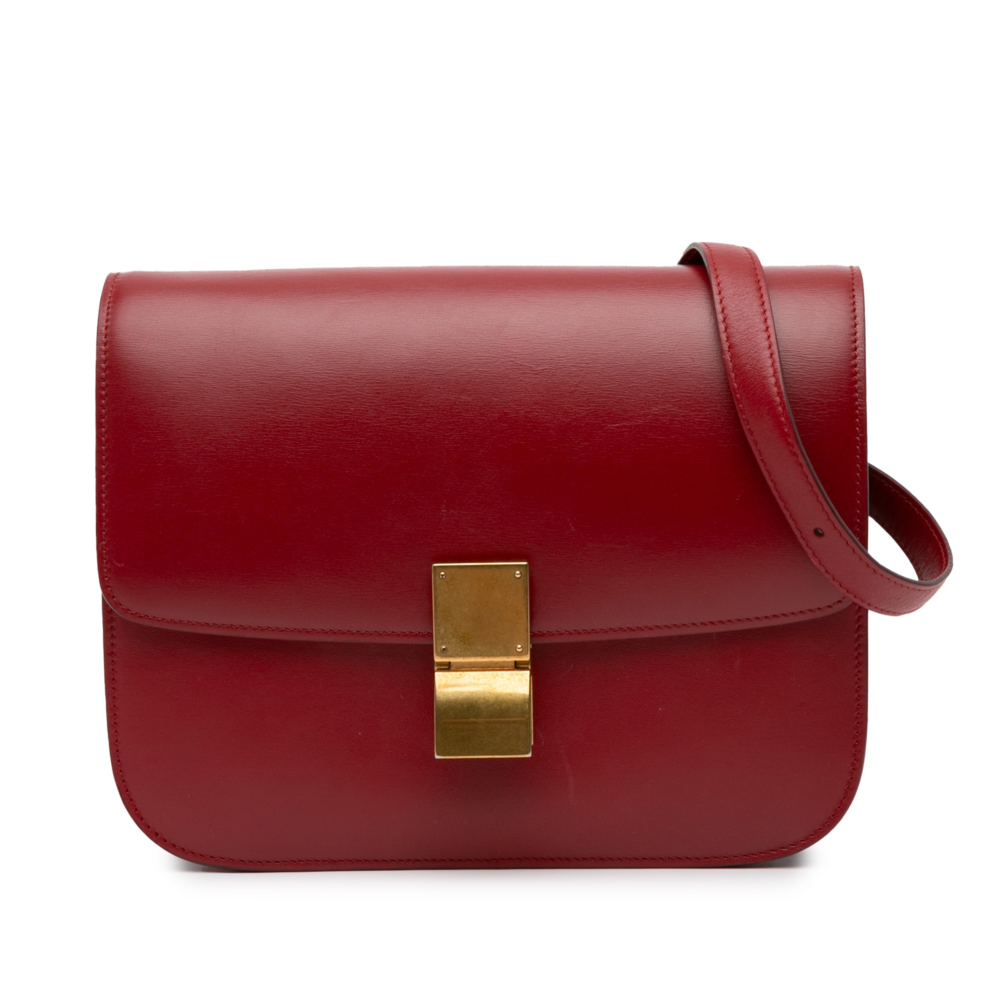 image of Red Celine Medium Classic Box Crossbody Bag