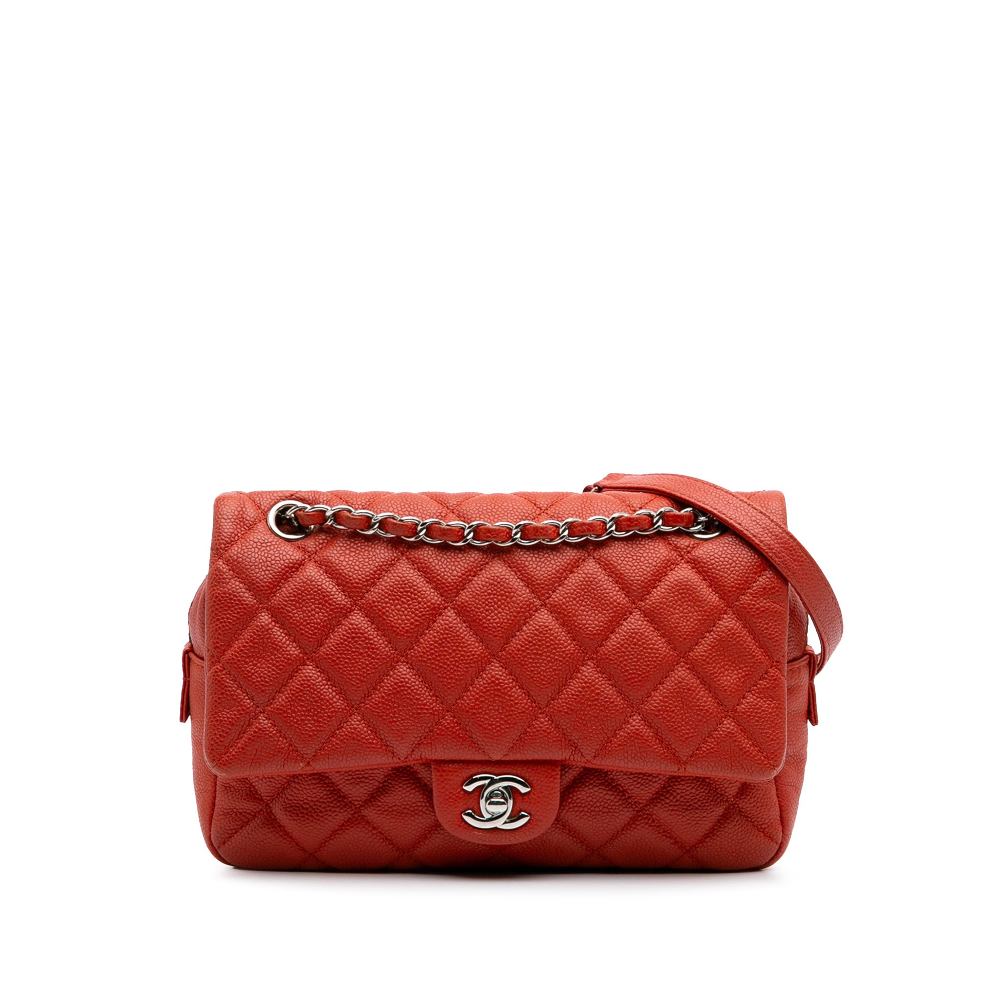 image of Orange Chanel Medium Quilted Caviar Easy Flap Shoulder Bag