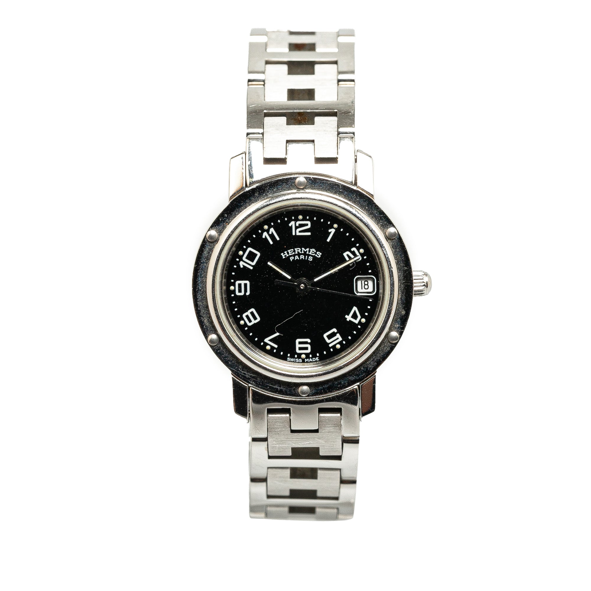 image of Silver Hermès Quartz Stainless Steel Clipper Watch