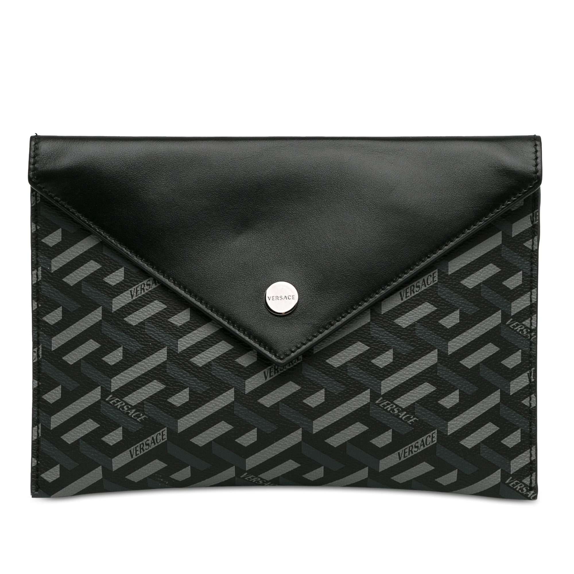 Image of Black Versace La Greca Envelope Clutch