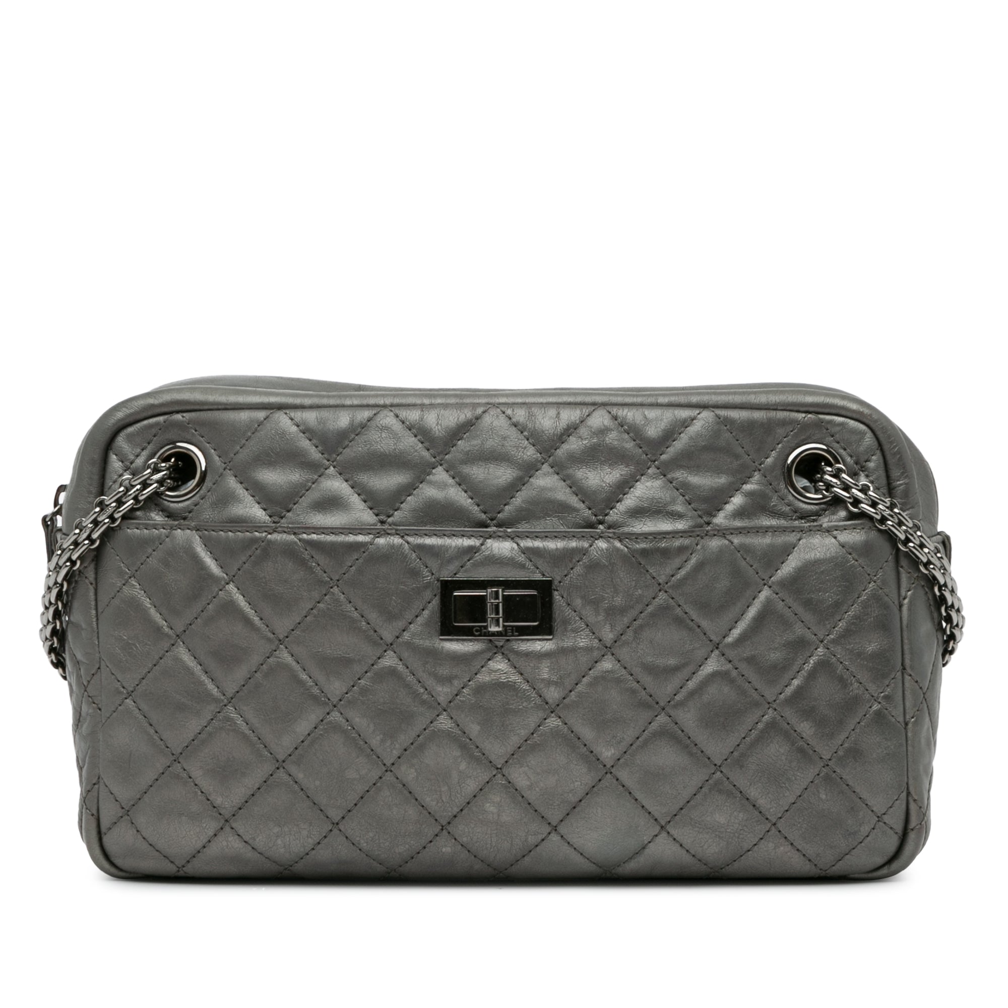 Image of Silver Chanel Metallic Calfskin Reissue Zipped Shoulder Bag