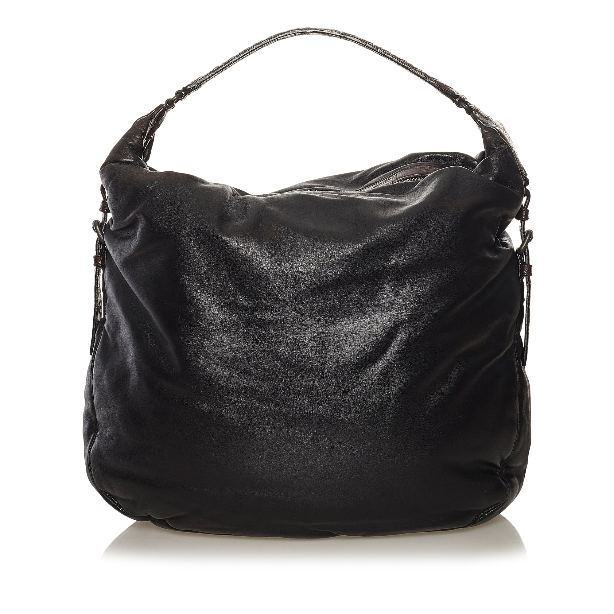 Image of Black Bottega Veneta Leather Shoulder Bag