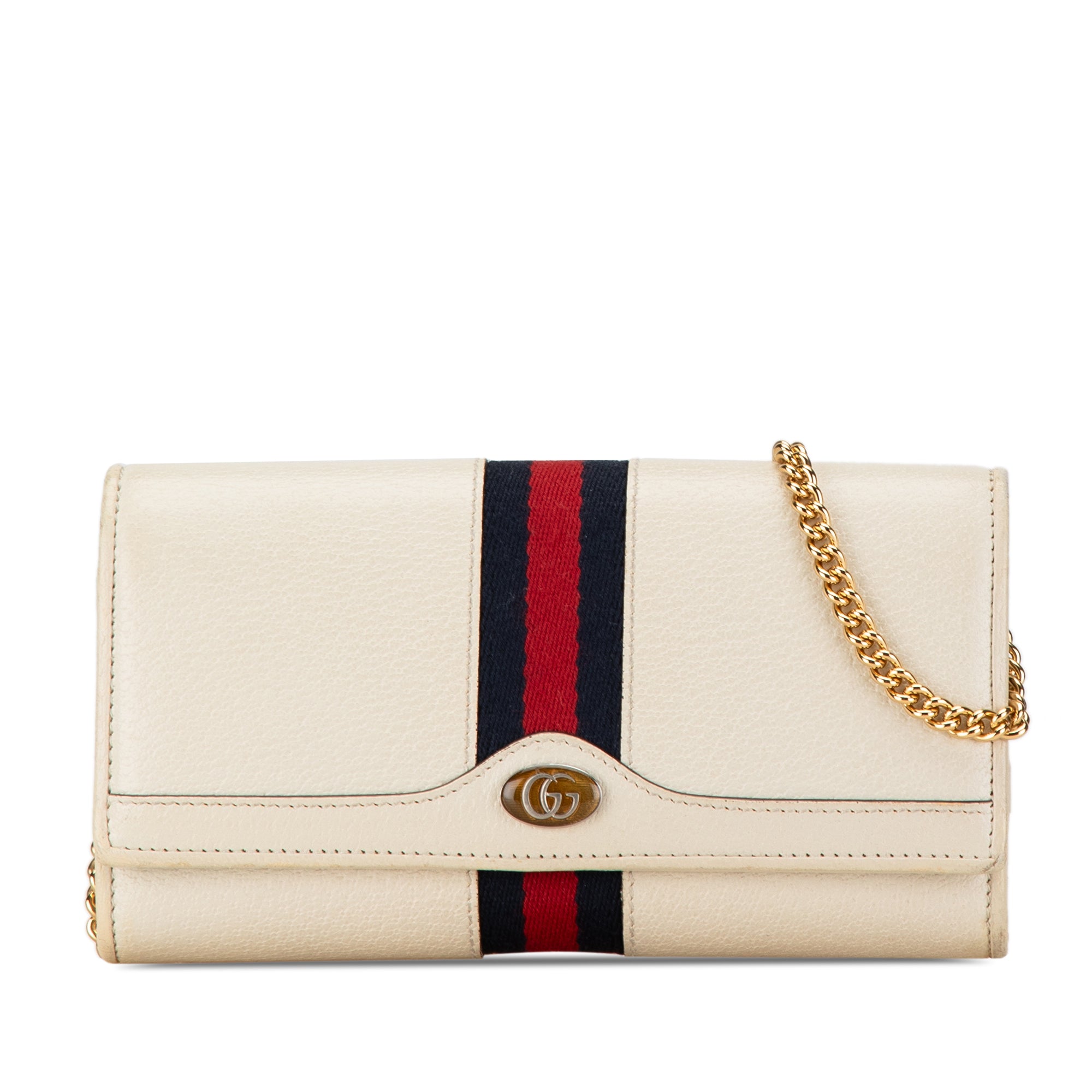 image of White Gucci Leather Ophidia Wallet on Chain Crossbody Bag