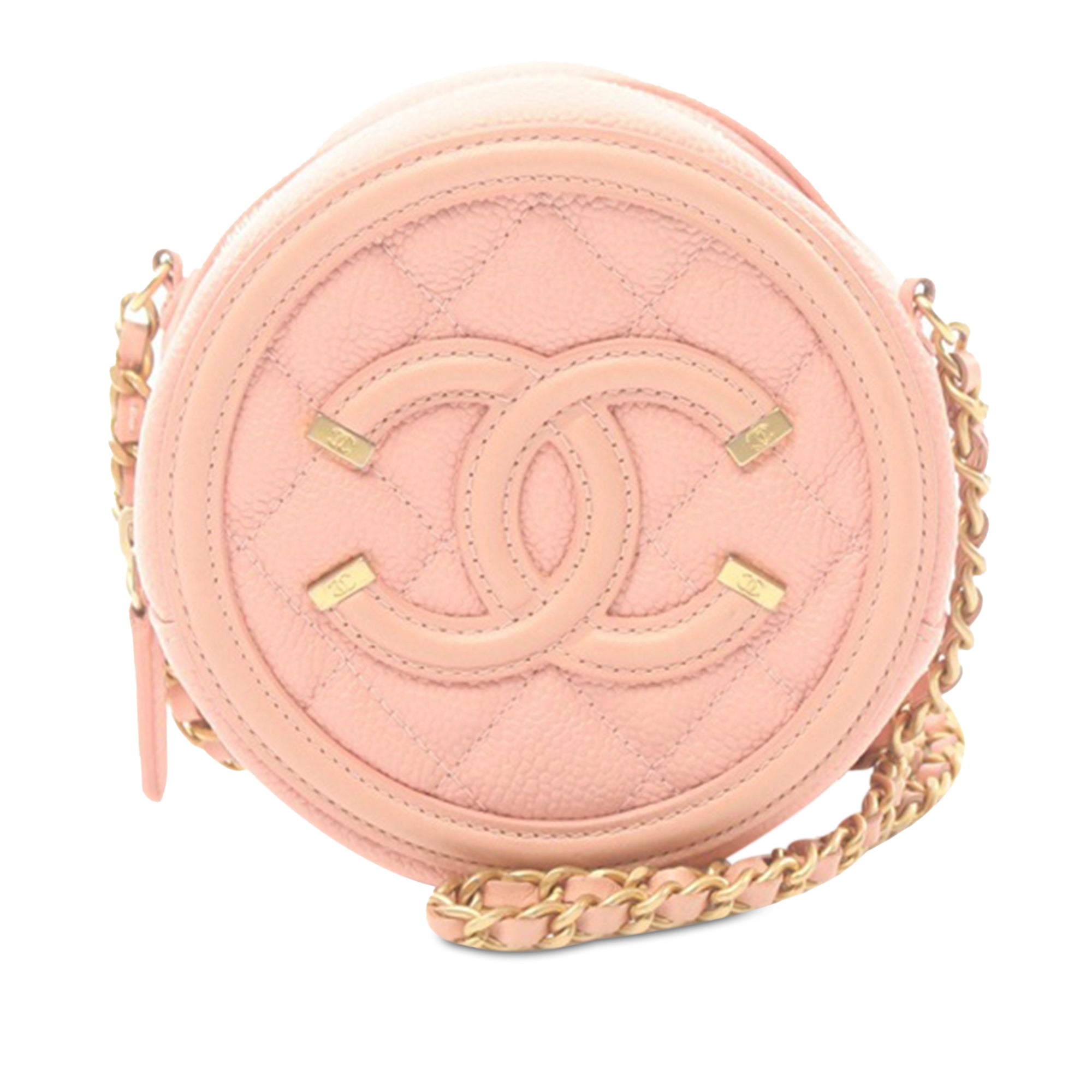 image of Pink Chanel Caviar CC Filigree Round Crossbody