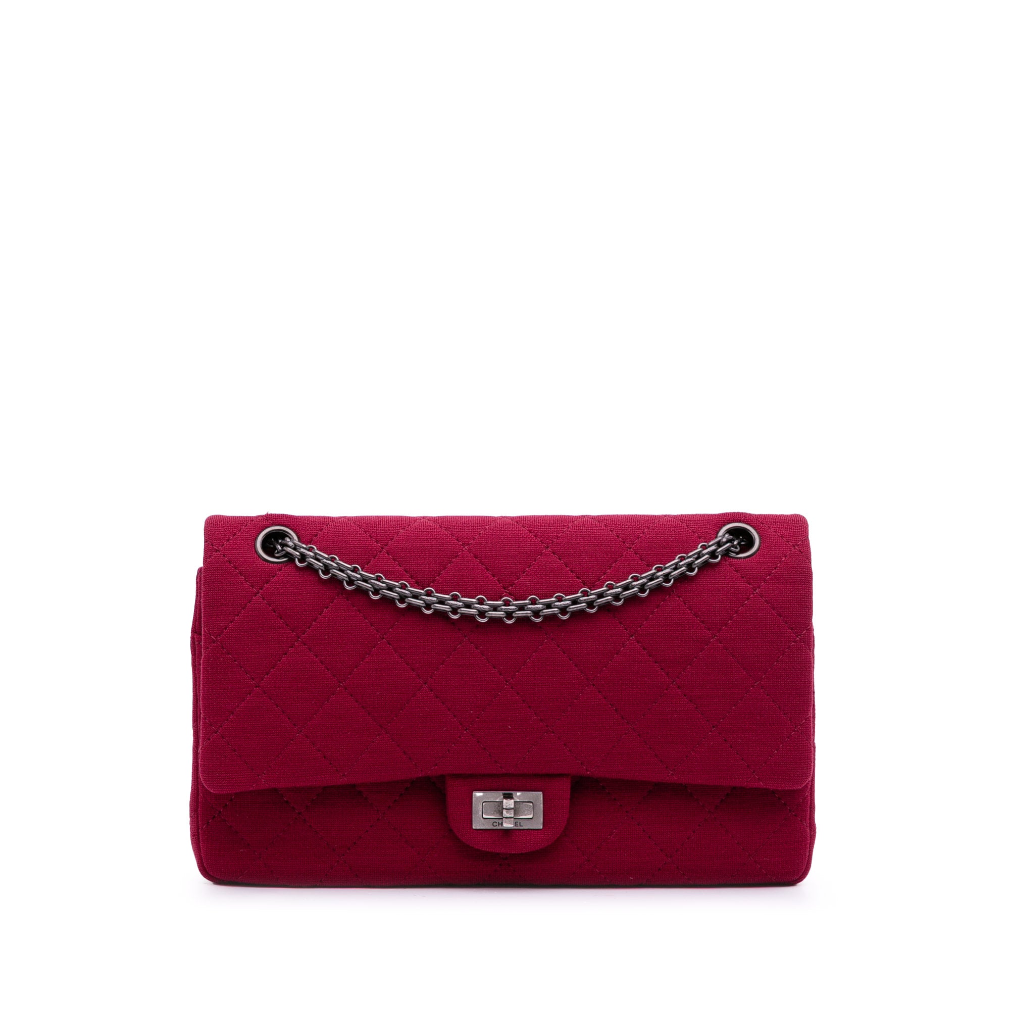 image of Red Chanel Reissue 2.55 Quilted Jersey Double Flap 226 Shoulder Bag