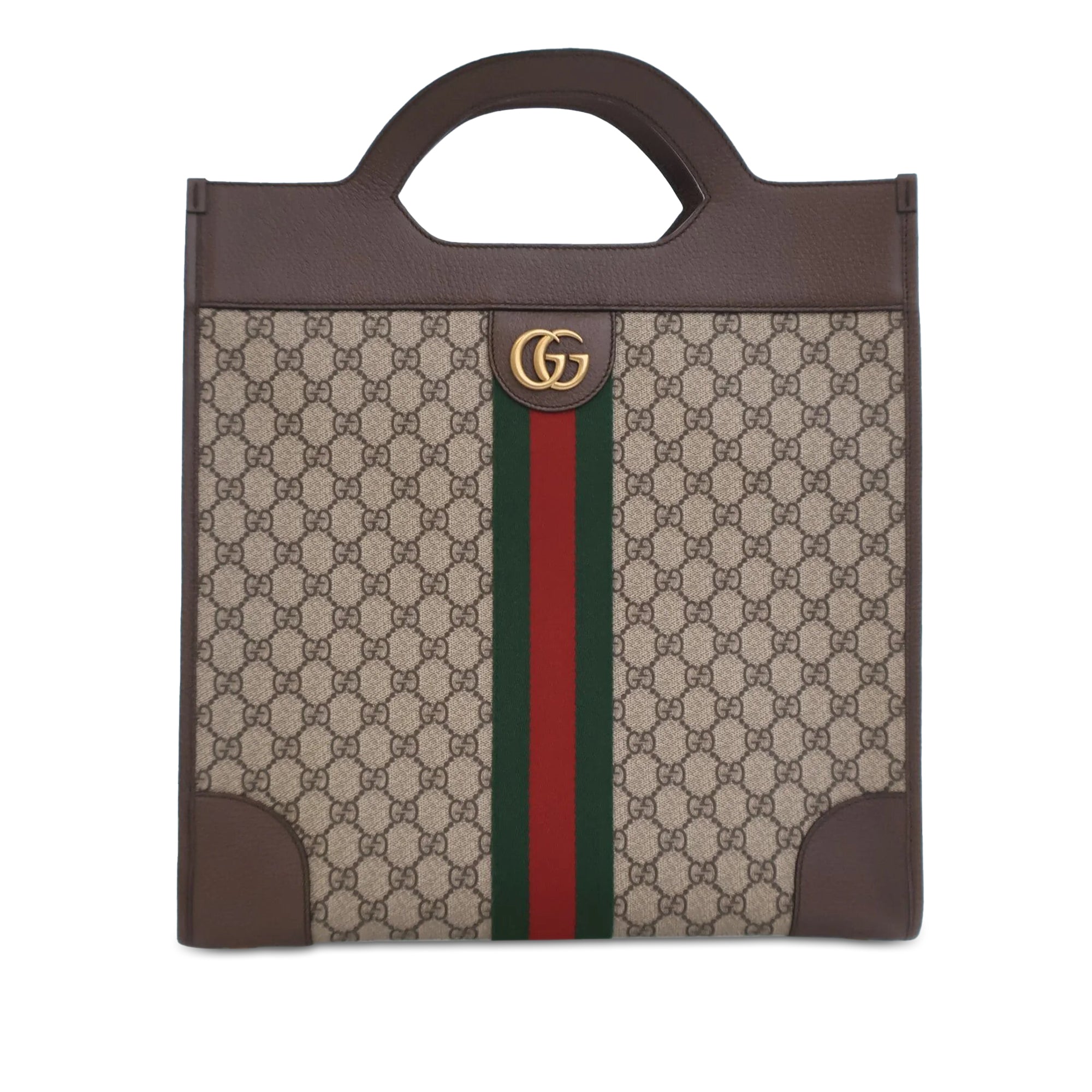 Image of Brown Gucci GG Supreme Ophidia Vertical Tote