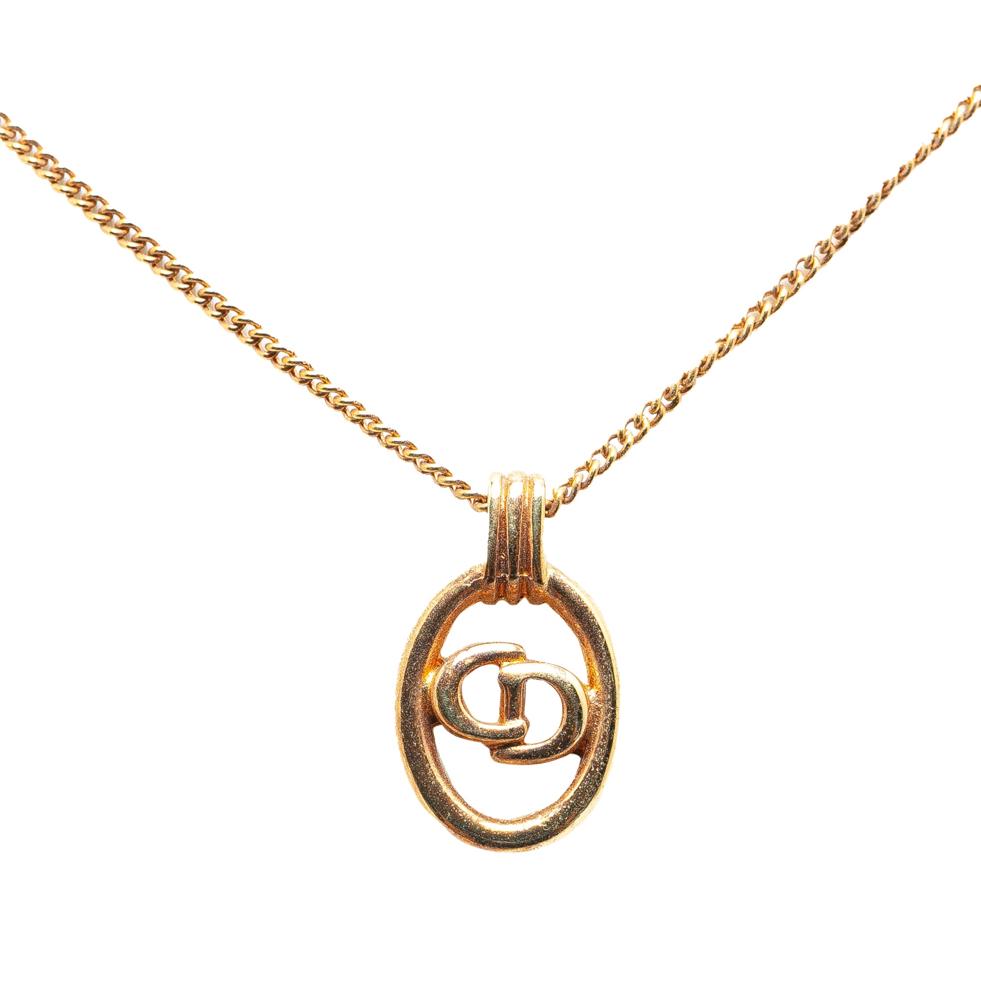 Image of Gold Dior CD Logo Pendant Necklace