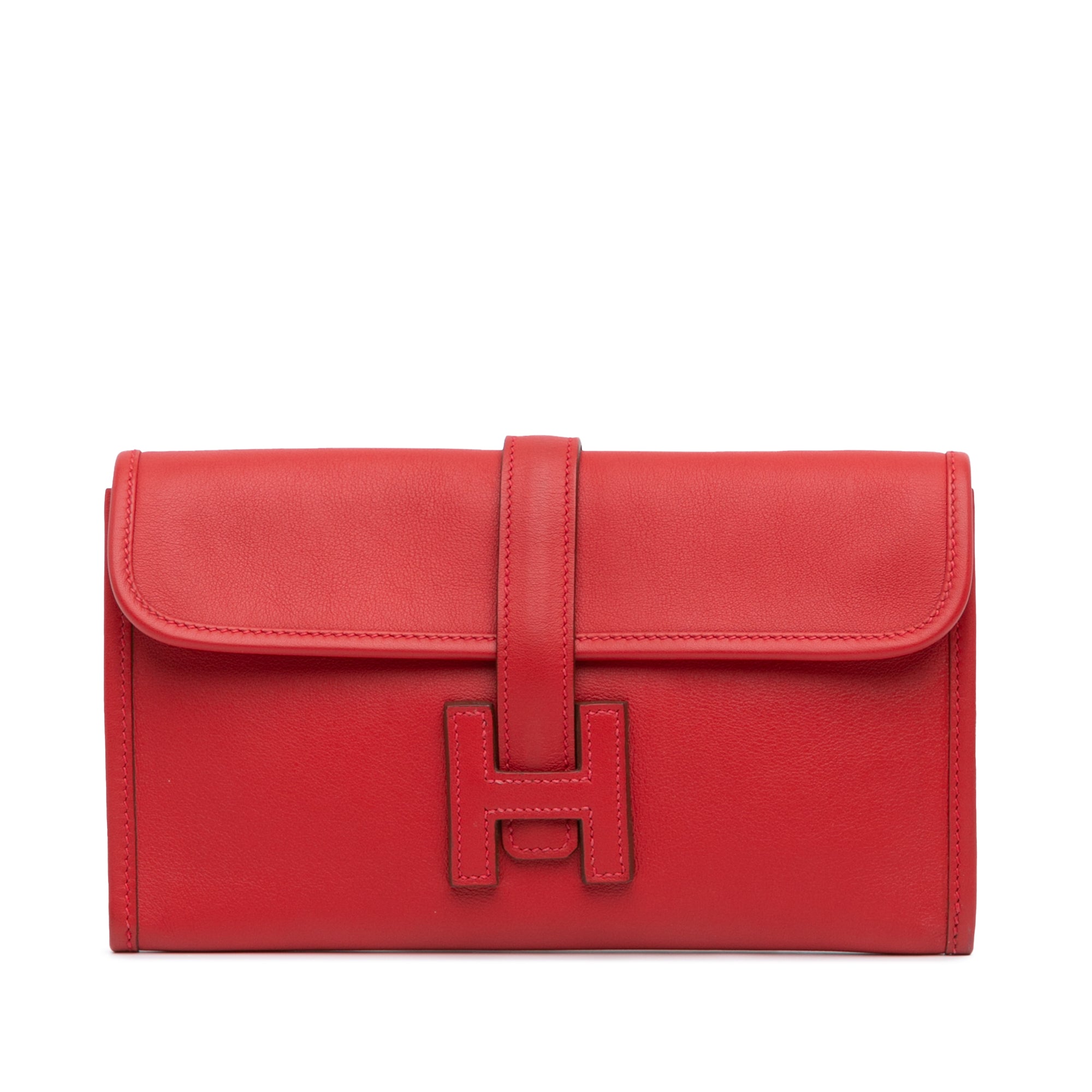 image of Red Hermès Swift Jige Duo Clutch Bag
