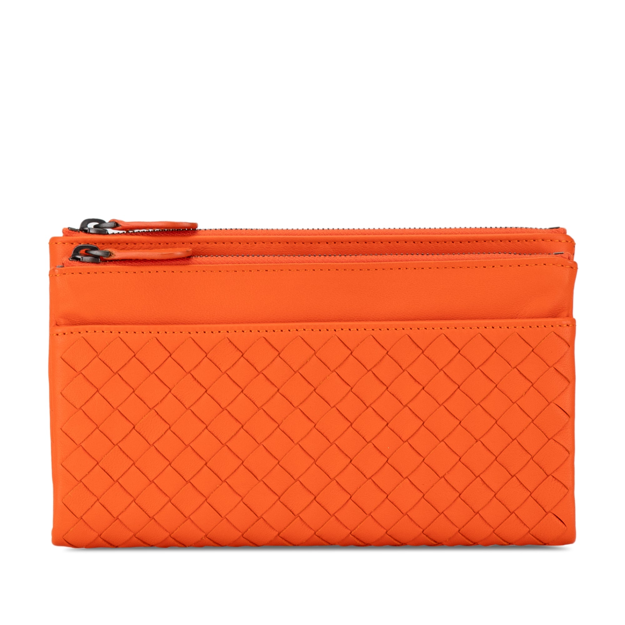 image of Orange Bottega Veneta Intrecciato Bi-fold Wallet